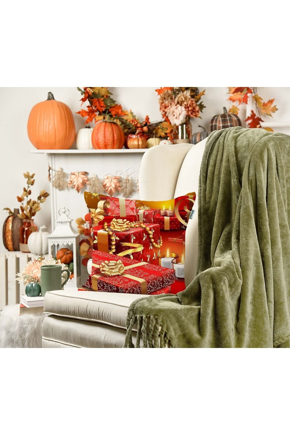 Yılbaşı Temalı 3d Baskılı Dekoratif Kırlent Kılıfı