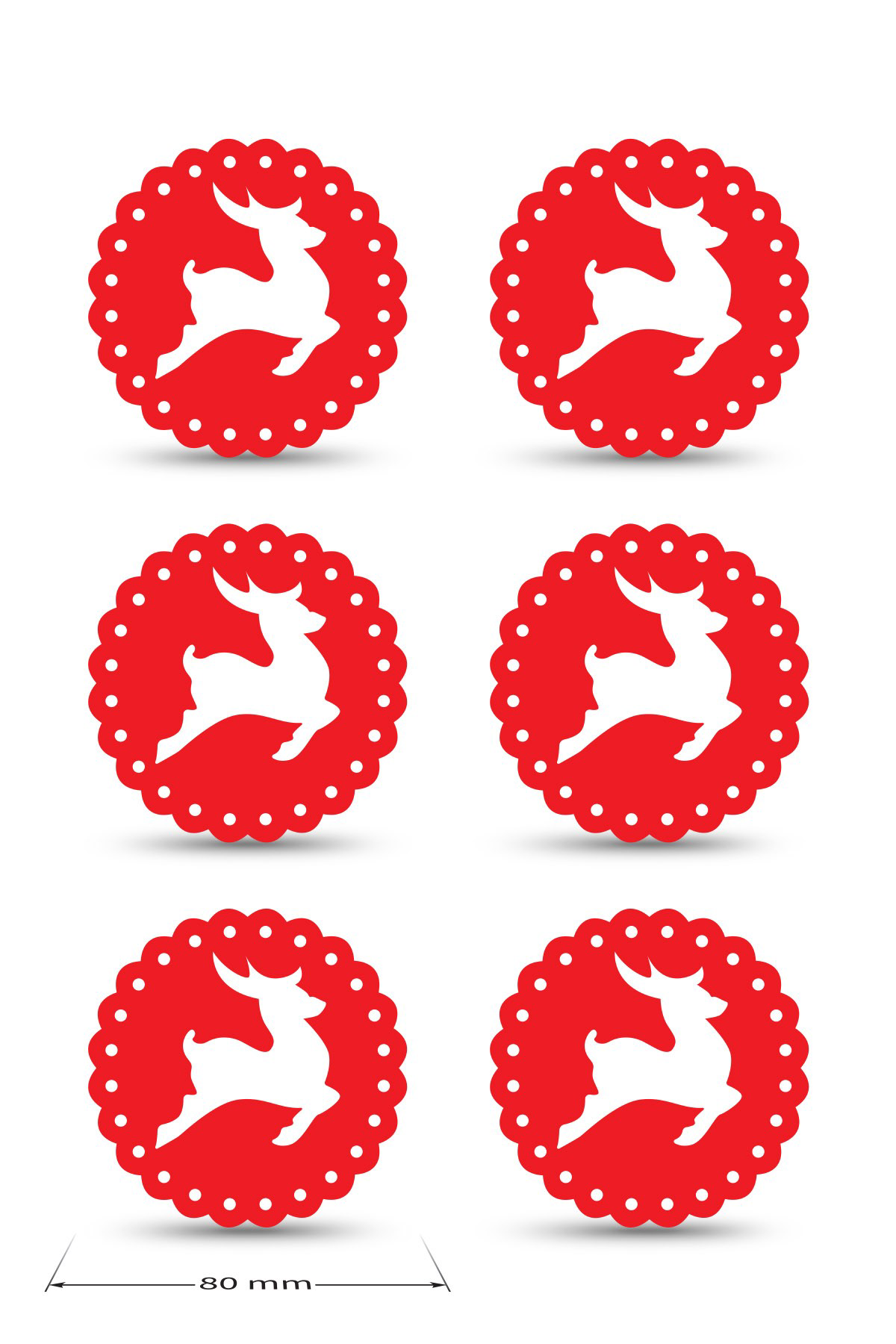 Artikel Yılbaşı Temali -2 Dantel Kenar Desenli Kırmızı Keçe Bardak Altlığ