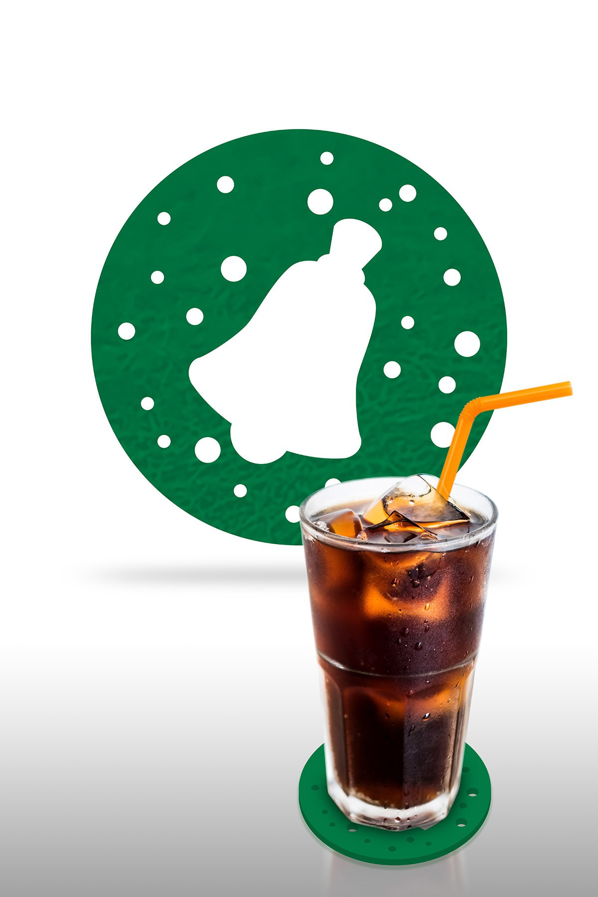 Artikel Yılbaşı Temali -3 Desenli Yeşil Keçe Bardak Altlığı  6'Lı Takım, 