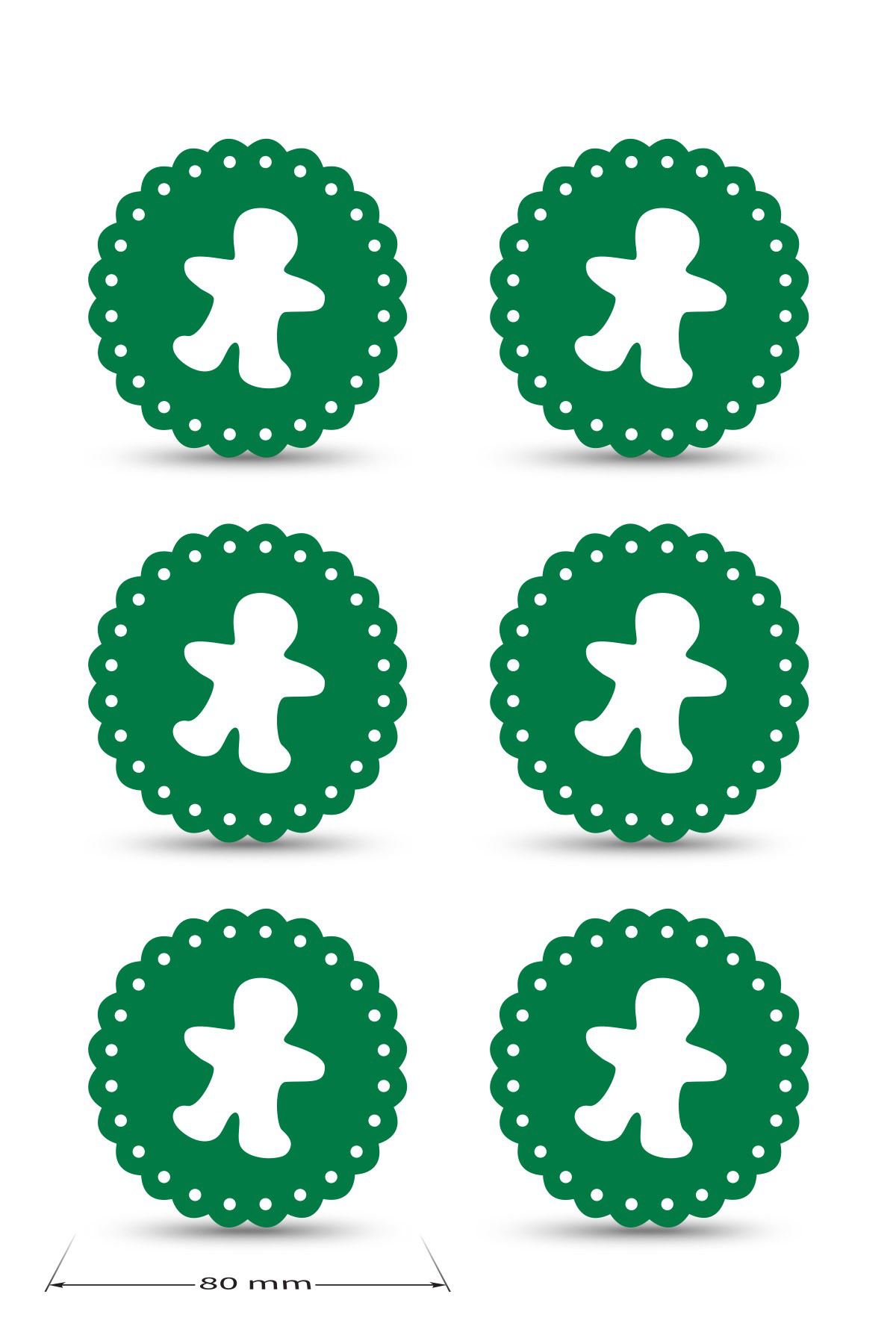 Artikel Yılbaşı Temali -7 Dantel Kenar Desenli Yeşil Keçe Bardak Altlığı 