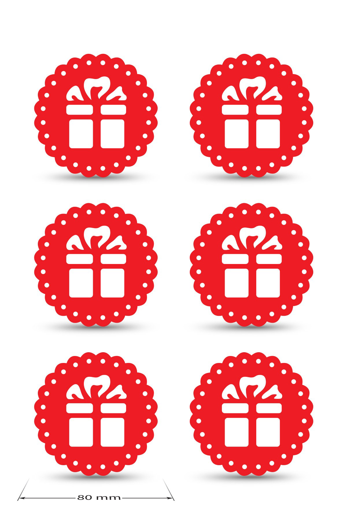 Artikel Yılbaşı Temali -3 Dantel Kenar Desenli Kırmızı Keçe Bardak Altlığ