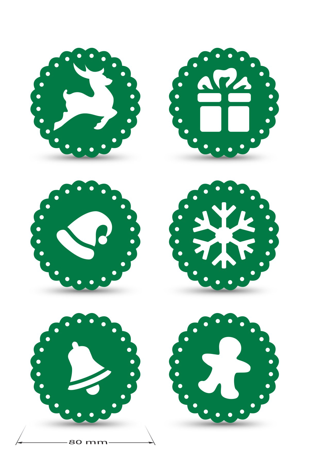 Artikel Yilbaşi Temali -1 Dantel Kenar Desenli Yeşil Keçe Bardak Altliği 