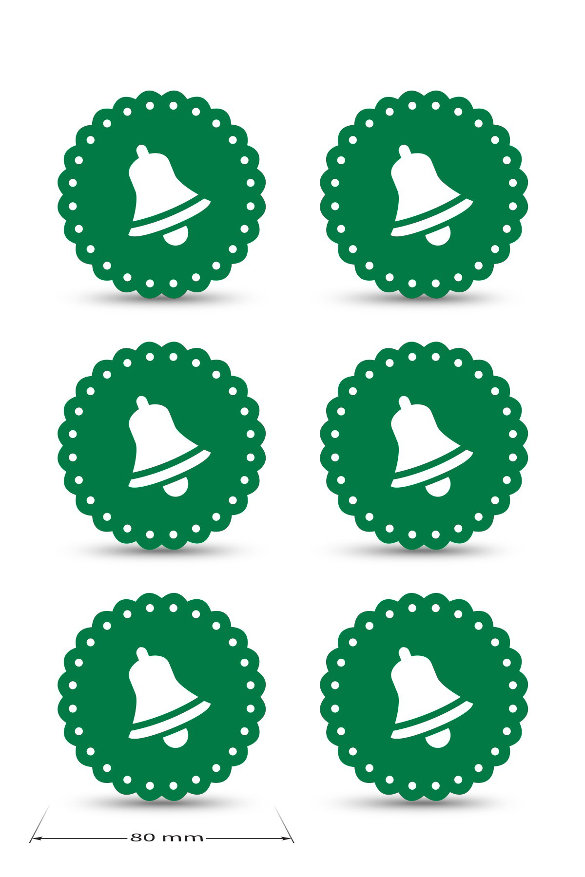 Artikel Yılbaşı Temali -6 Dantel Kenar Desenli Yeşil Keçe Bardak Altlığı 