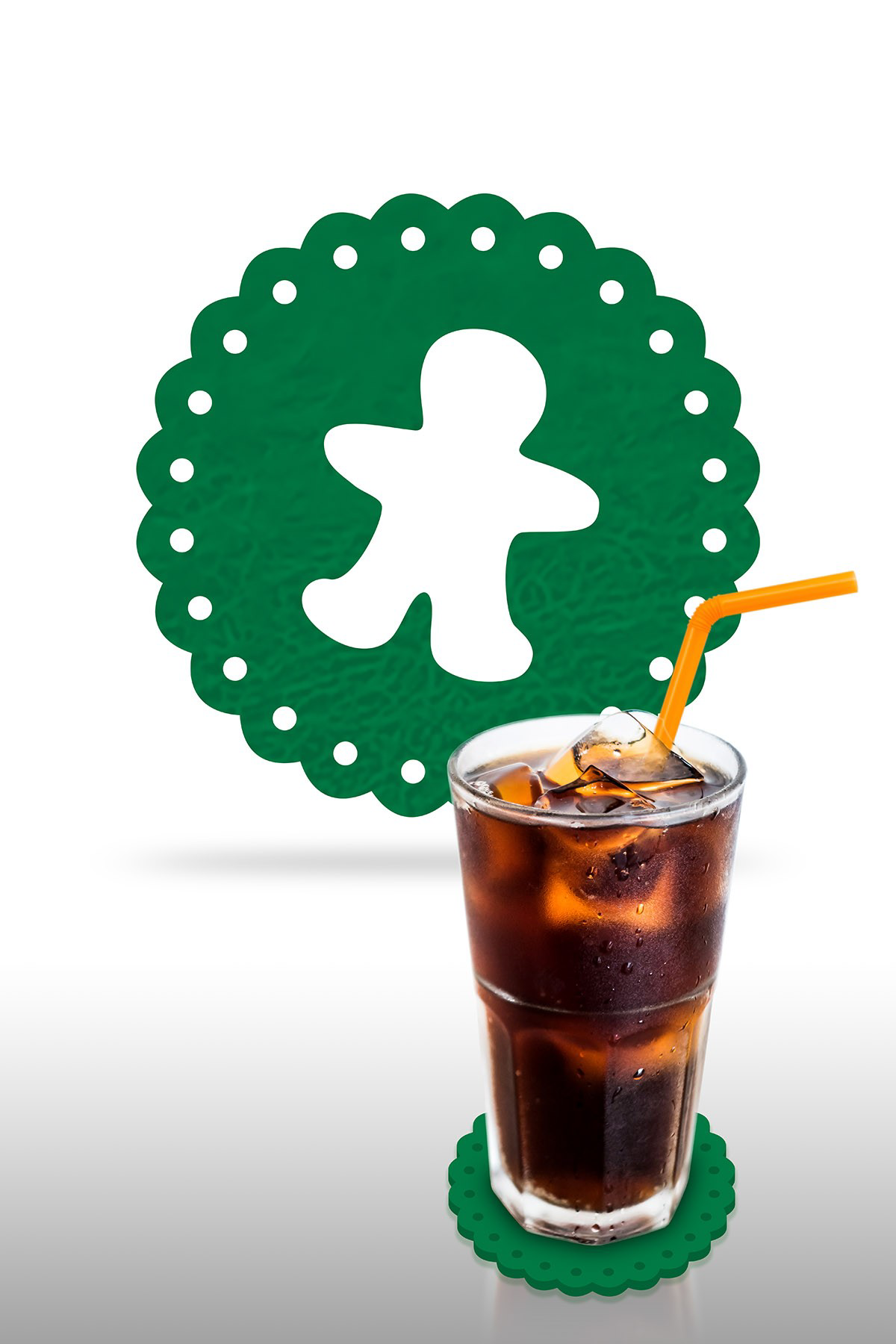 Artikel Yılbaşı Temali -7 Dantel Kenar Desenli Yeşil Keçe Bardak Altlığı 