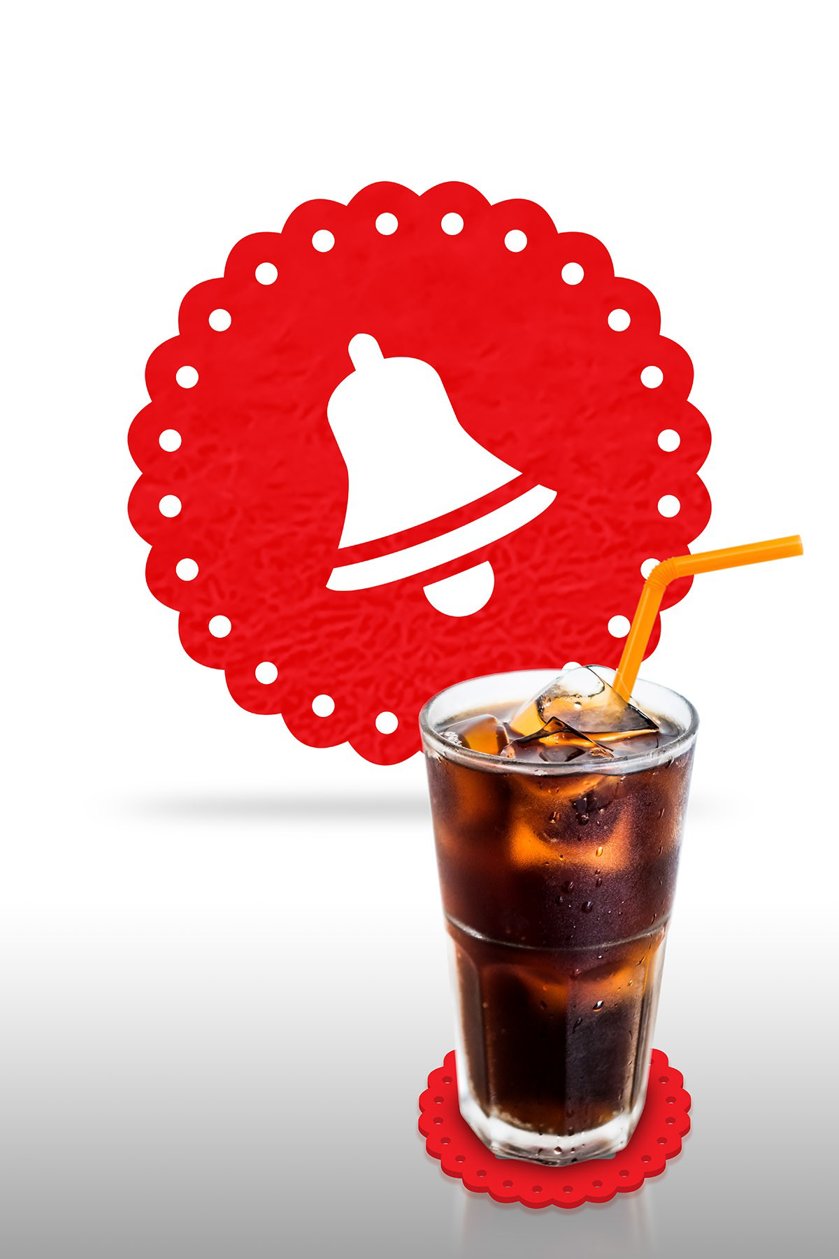 Artikel Yılbaşı Temali -6 Dantel Kenar Desenli Kırmızı Keçe Bardak Altlığ