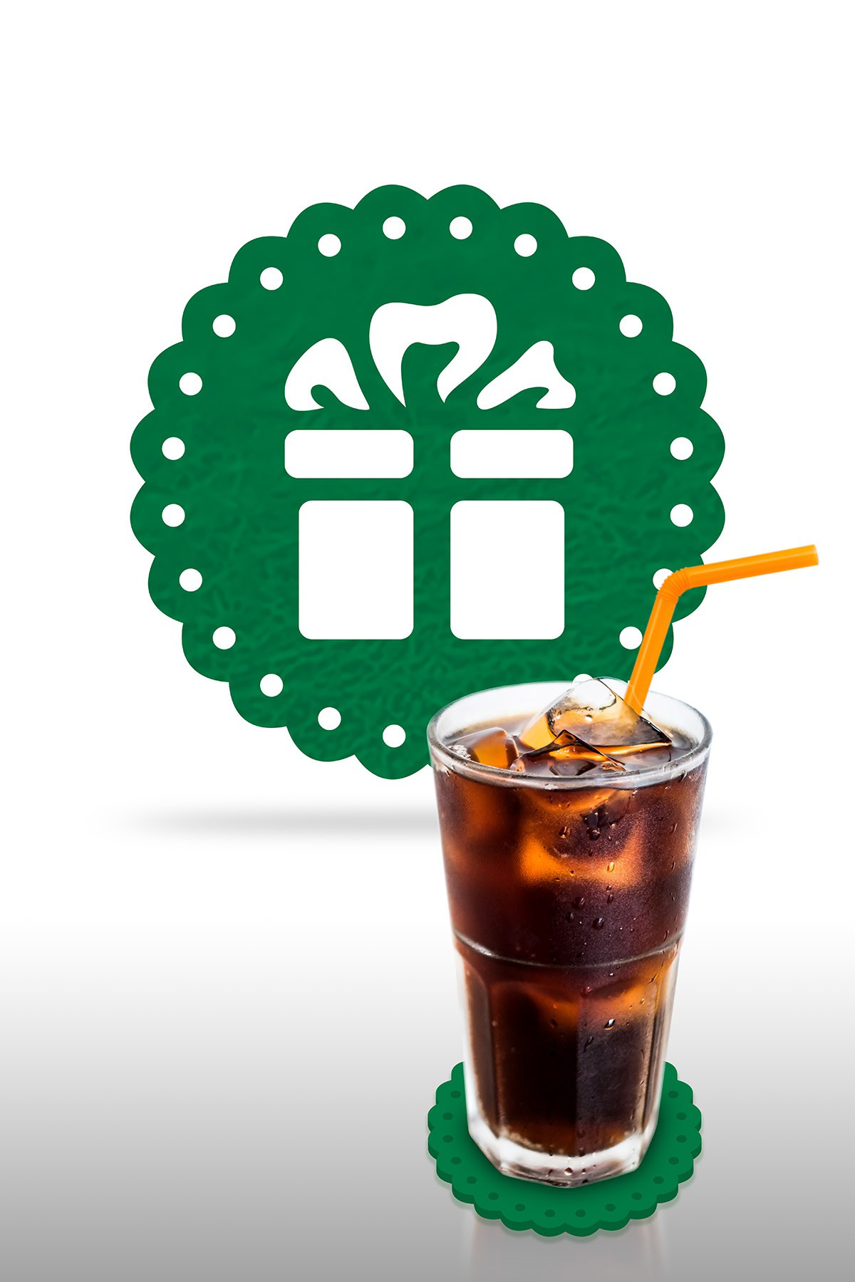 Artikel Yılbaşı Temali -3 Dantel Kenar Desenli Yeşil Keçe Bardak Altlığı 