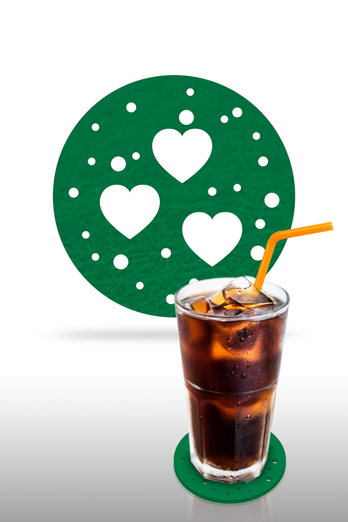 Artikel Yılbaşı Temali -1 Desenli Yeşil Keçe Bardak Altlığı  6'Lı Takım, 