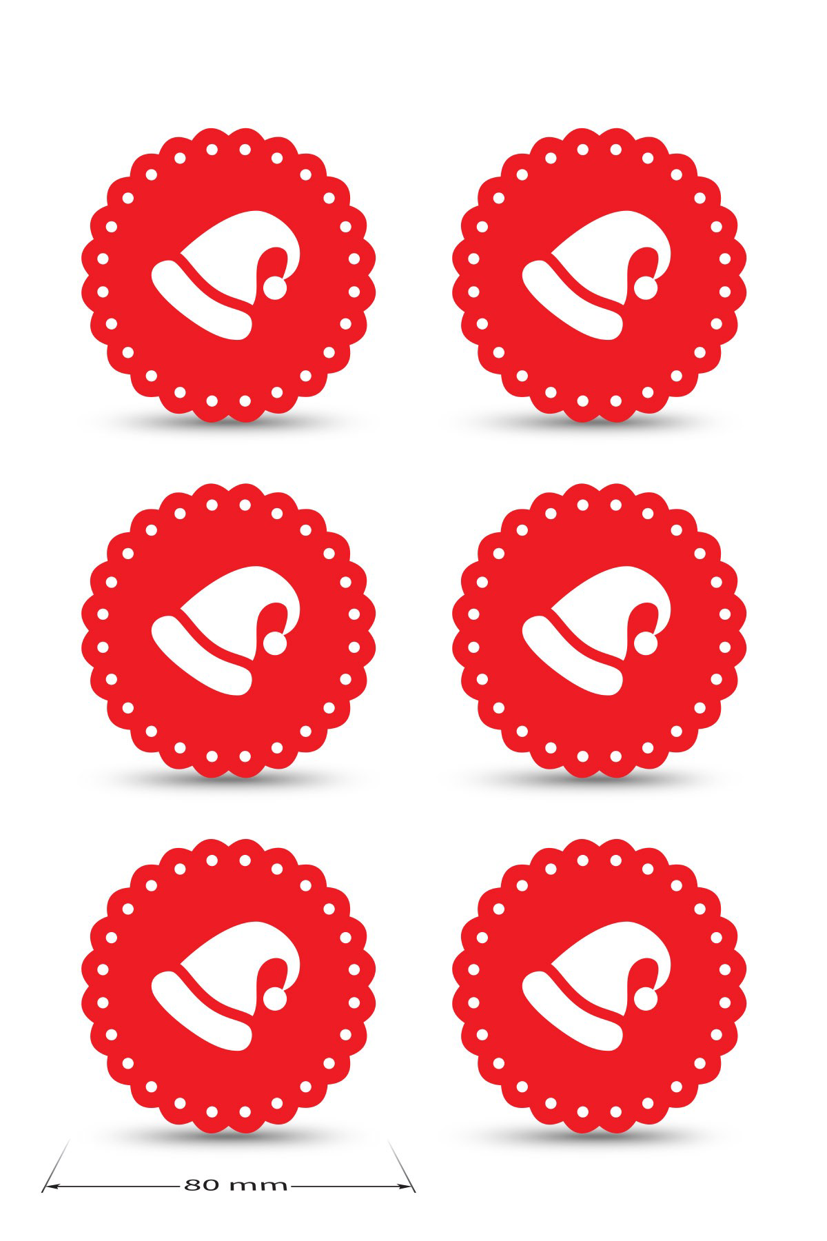 Artikel Yılbaşı Temali -4 Dantel Kenar Desenli Kırmızı Keçe Bardak Altlığ