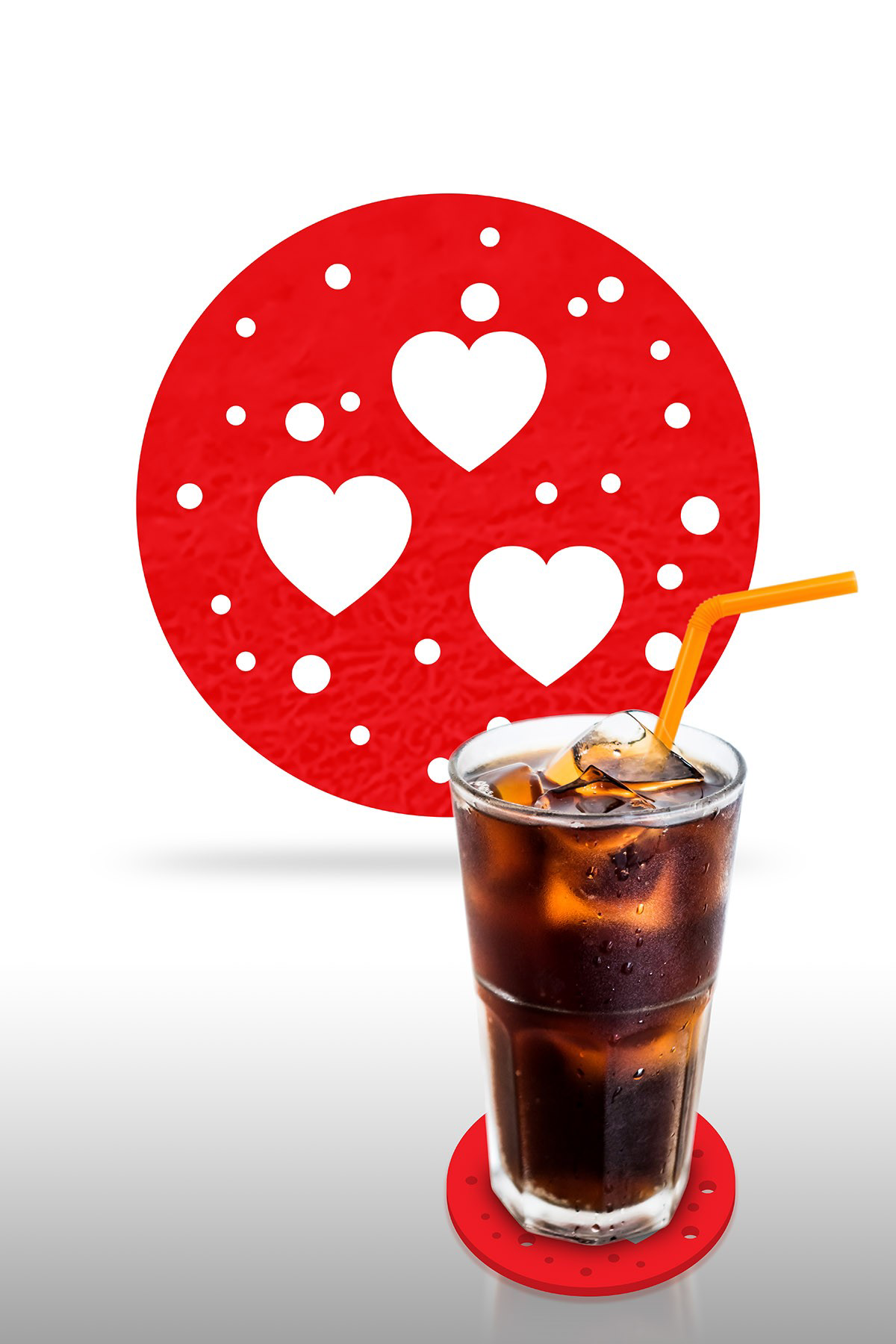 Artikel Yılbaşı Temali -2 Desenli Kırmızı Keçe Bardak Altlığı  6'Lı Takım