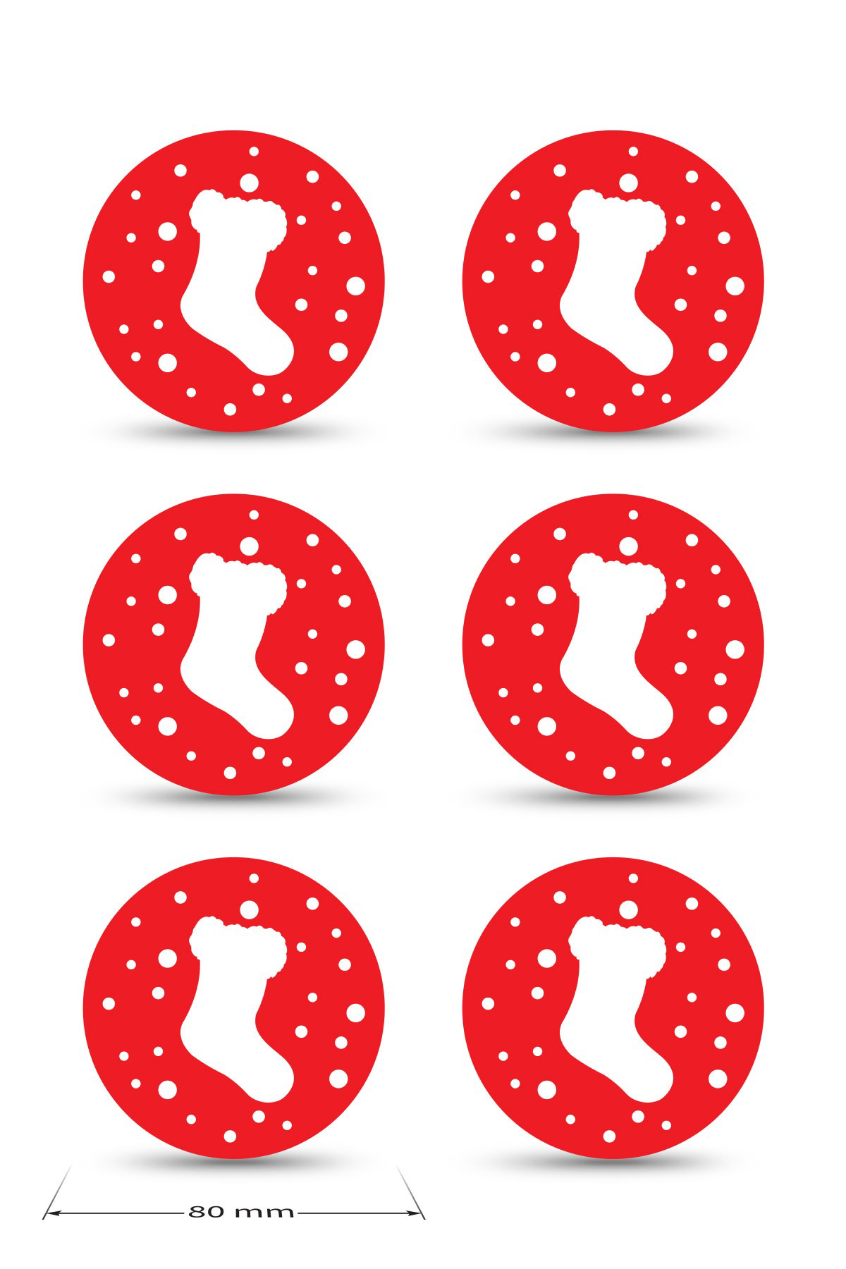 Artikel Yilbaşi Temali -4 Desenli Kirmizi Keçe Bardak Altliği  6'Li Takim