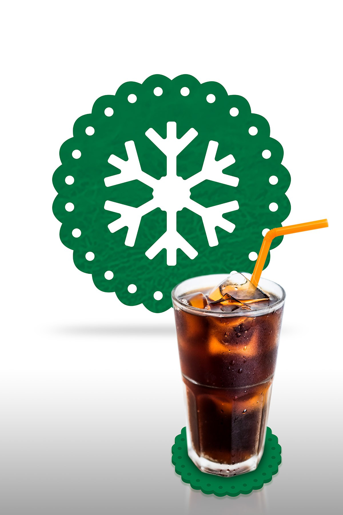 Artikel Yılbaşı Temali -5 Dantel Kenar Desenli Yeşil Keçe Bardak Altlığı 