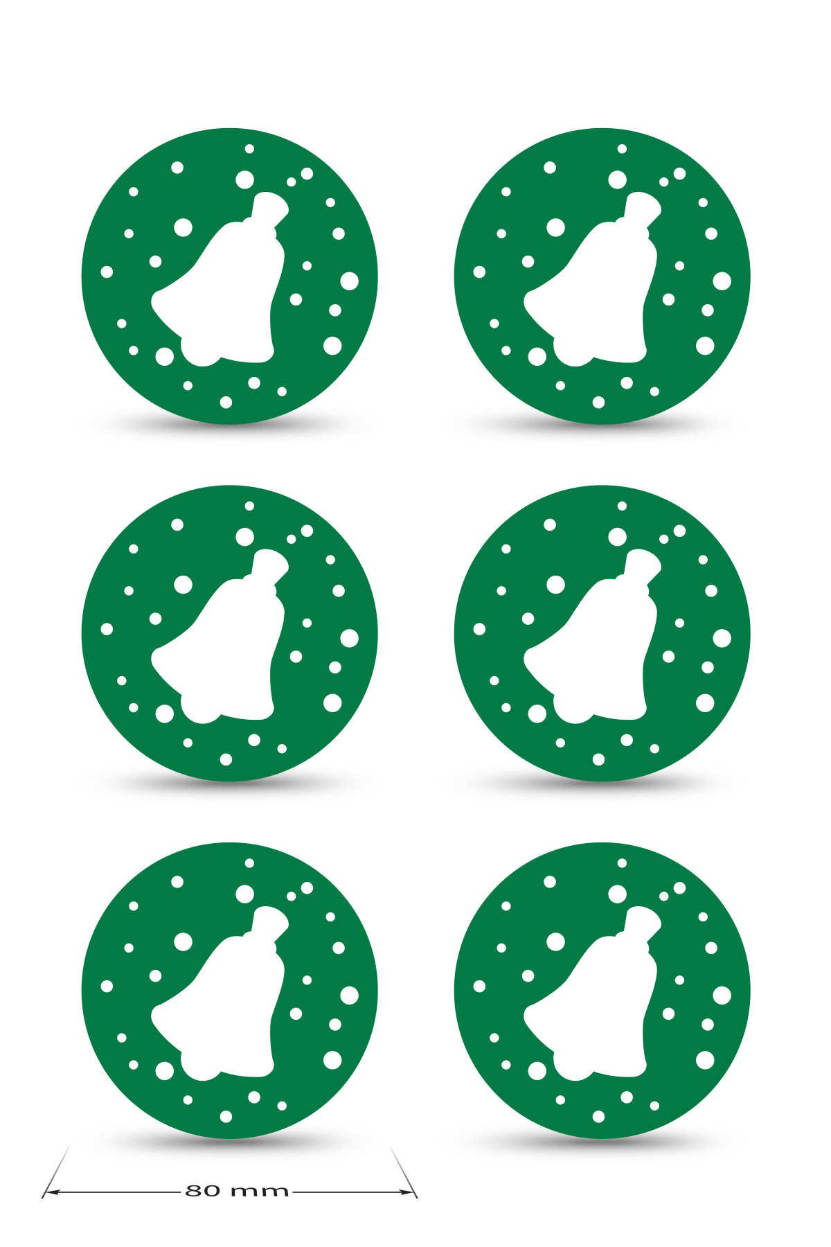 Artikel Yılbaşı Temali -3 Desenli Yeşil Keçe Bardak Altlığı  6'Lı Takım, 