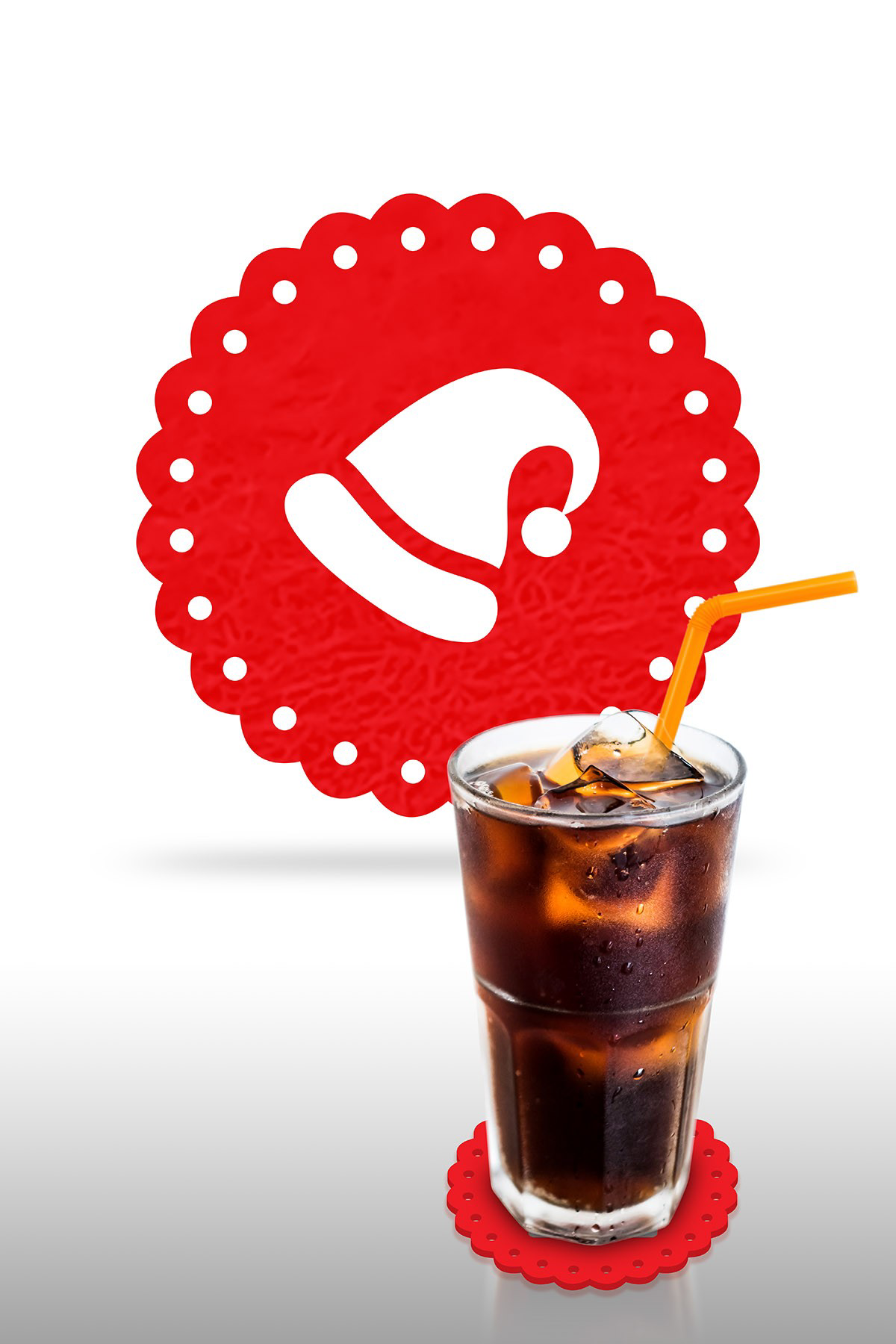 Artikel Yılbaşı Temali -4 Dantel Kenar Desenli Kırmızı Keçe Bardak Altlığ