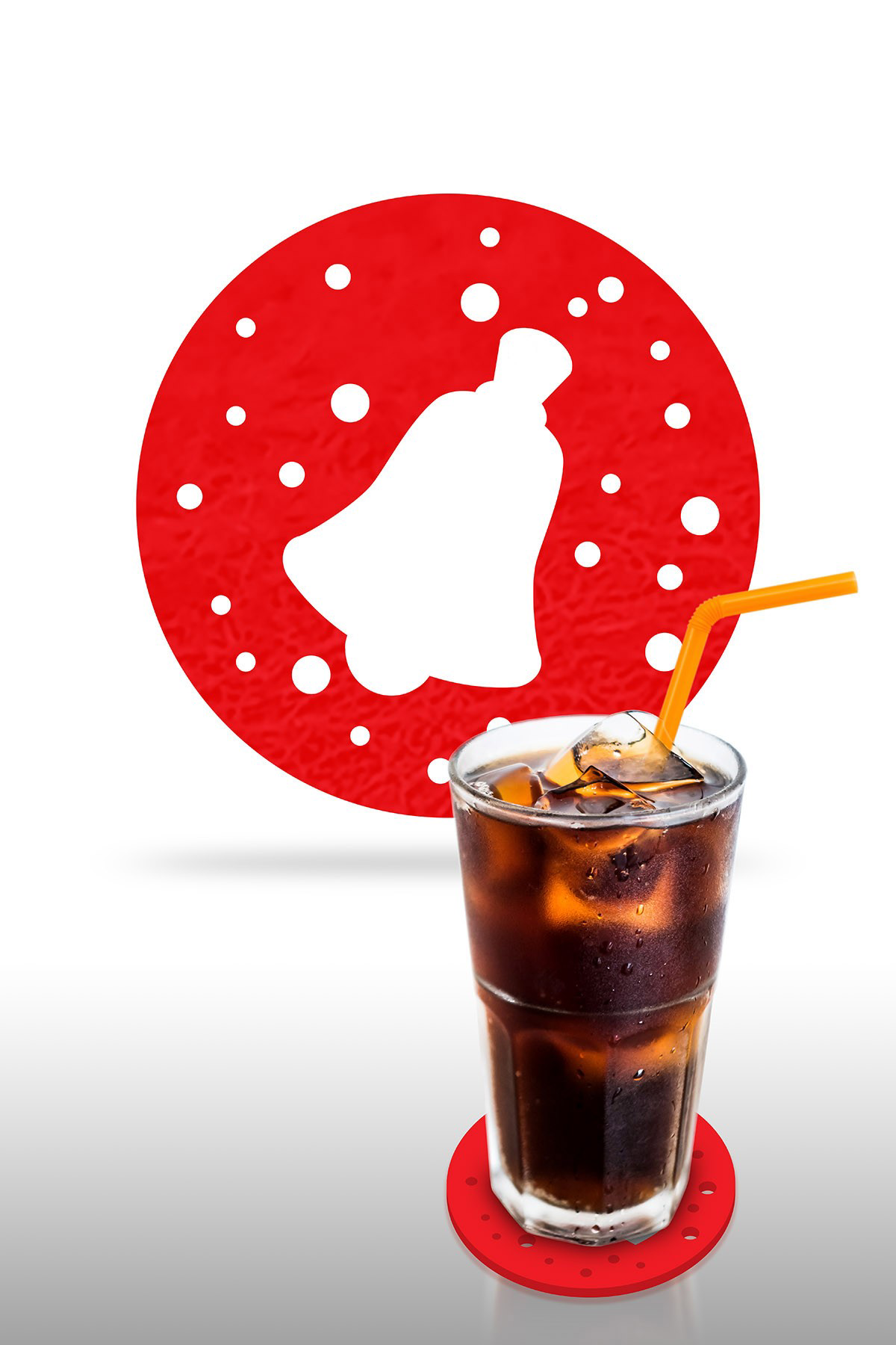 Artikel Yılbaşı Temali -3 Desenli Kırmızı Keçe Bardak Altlığı  6'Lı Takım