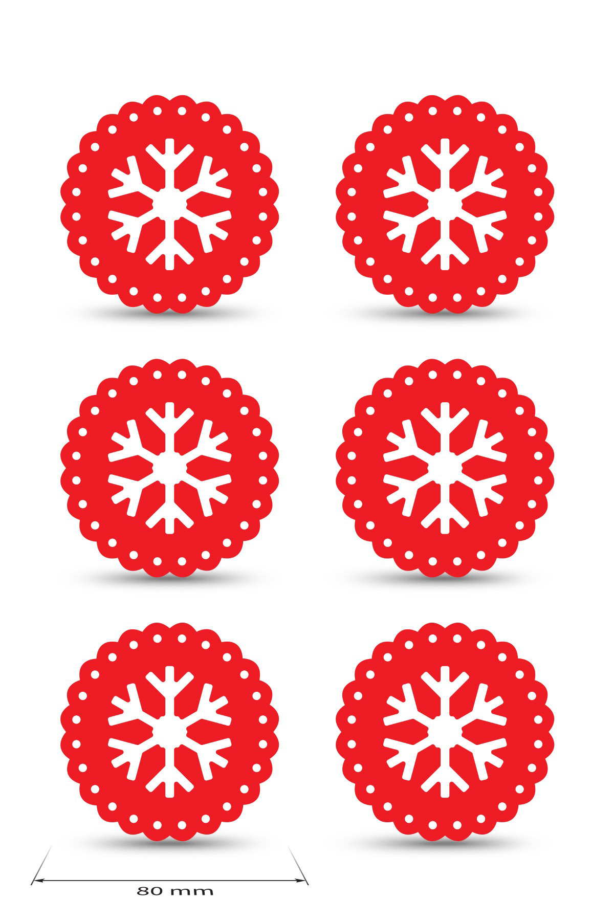 Artikel Yılbaşı Temali -5 Dantel Kenar Desenli Kırmızı Keçe Bardak Altlığ