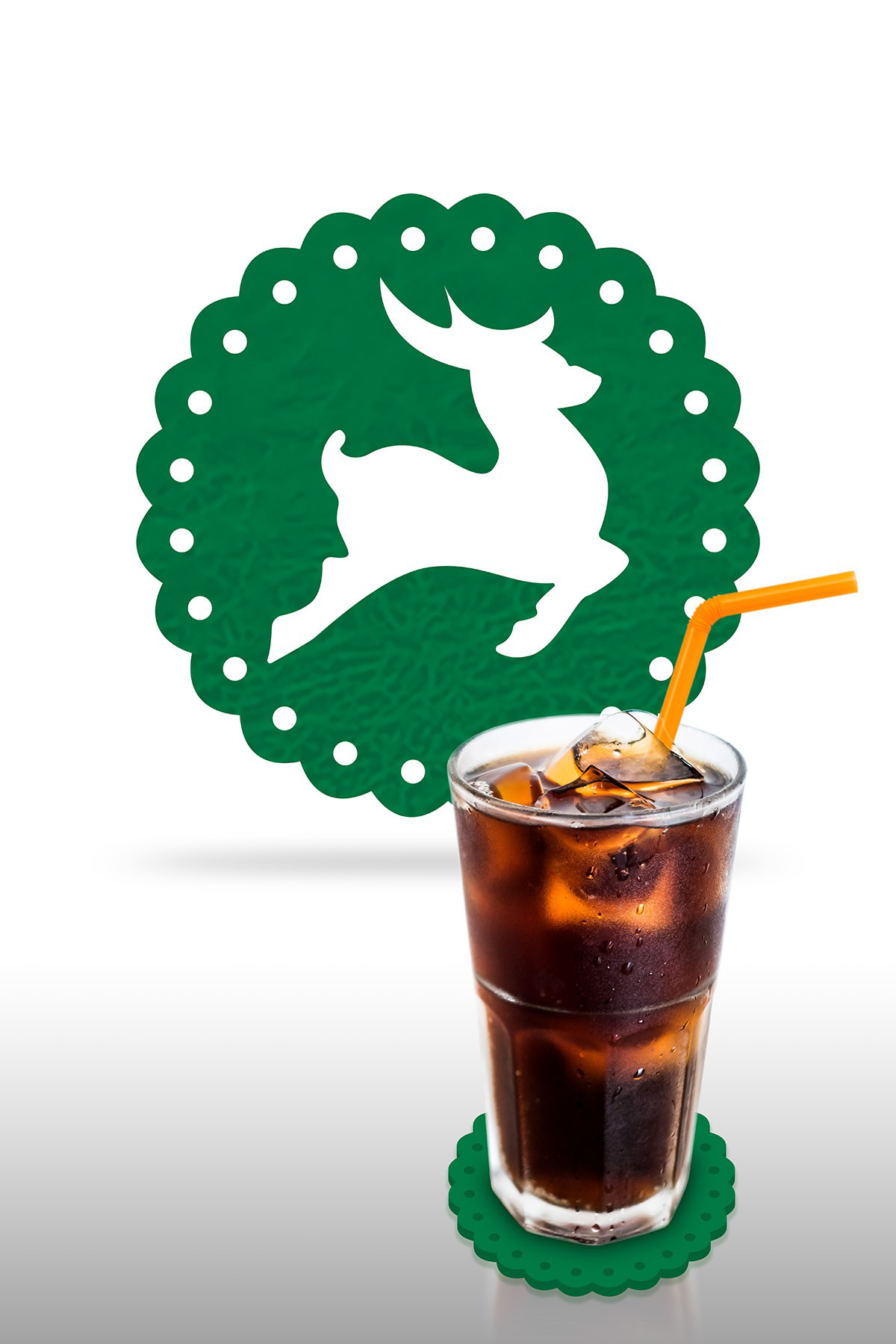 Artikel Yilbaşi Temali -1 Dantel Kenar Desenli Yeşil Keçe Bardak Altliği 