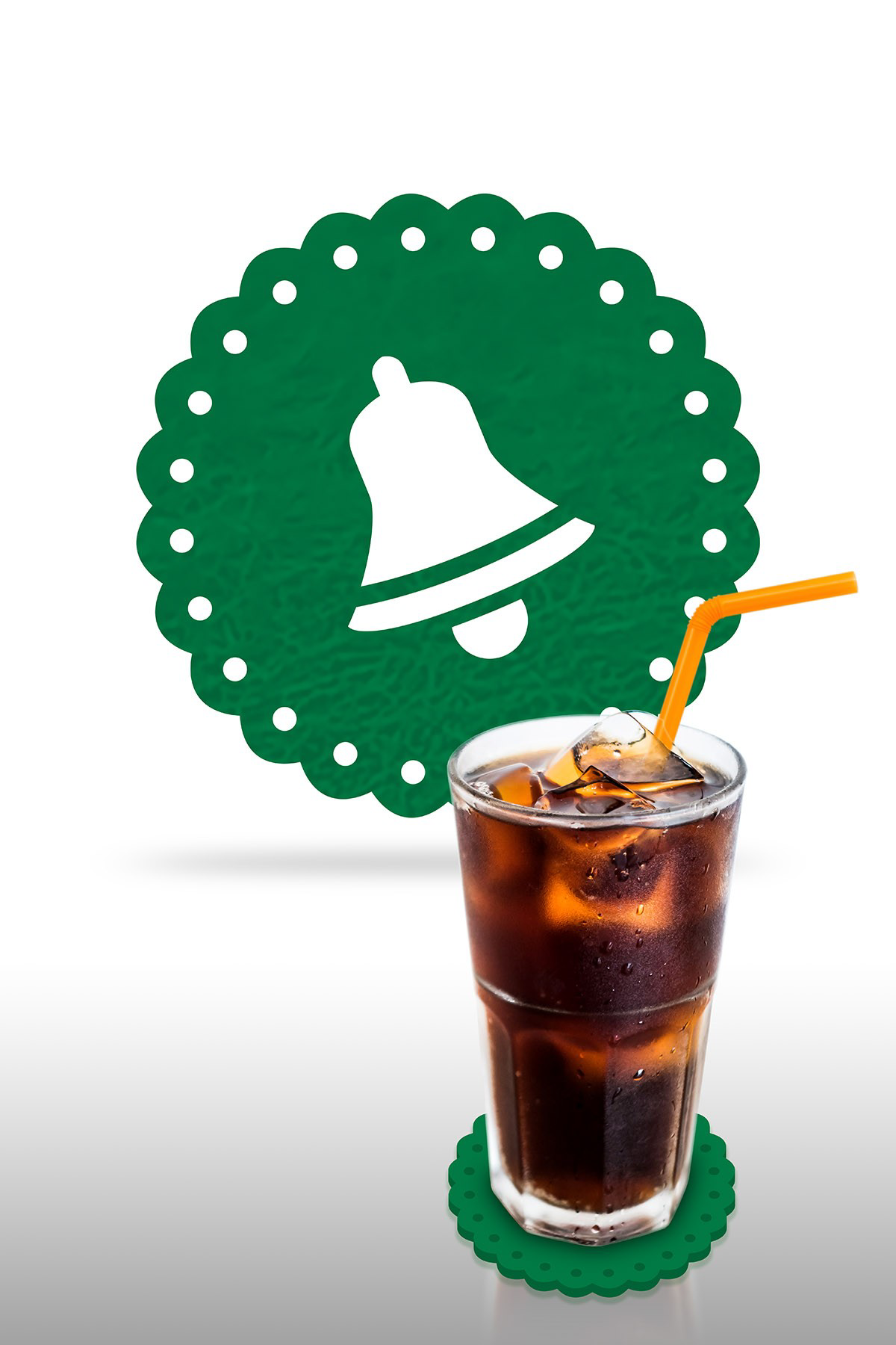 Artikel Yılbaşı Temali -6 Dantel Kenar Desenli Yeşil Keçe Bardak Altlığı 