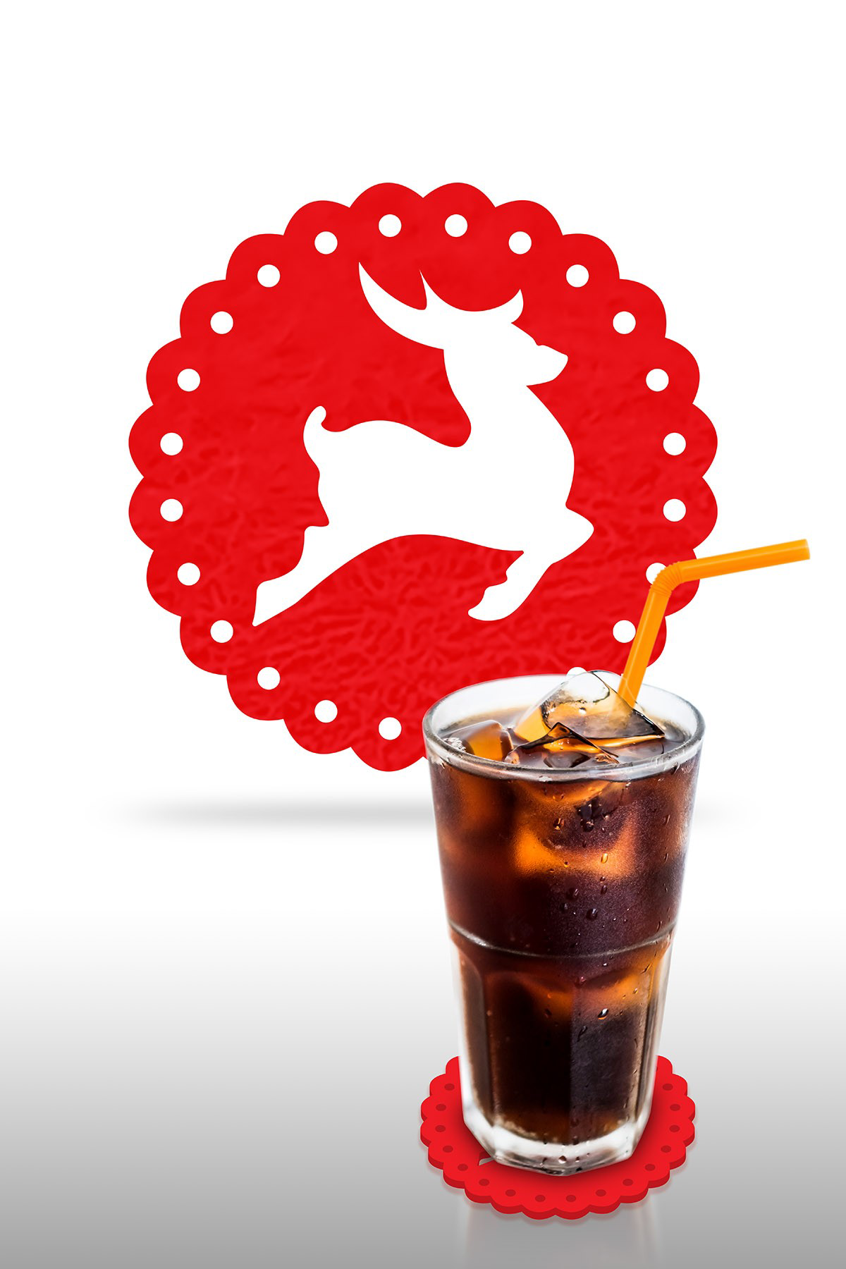 Artikel Yılbaşı Temali -2 Dantel Kenar Desenli Kırmızı Keçe Bardak Altlığ