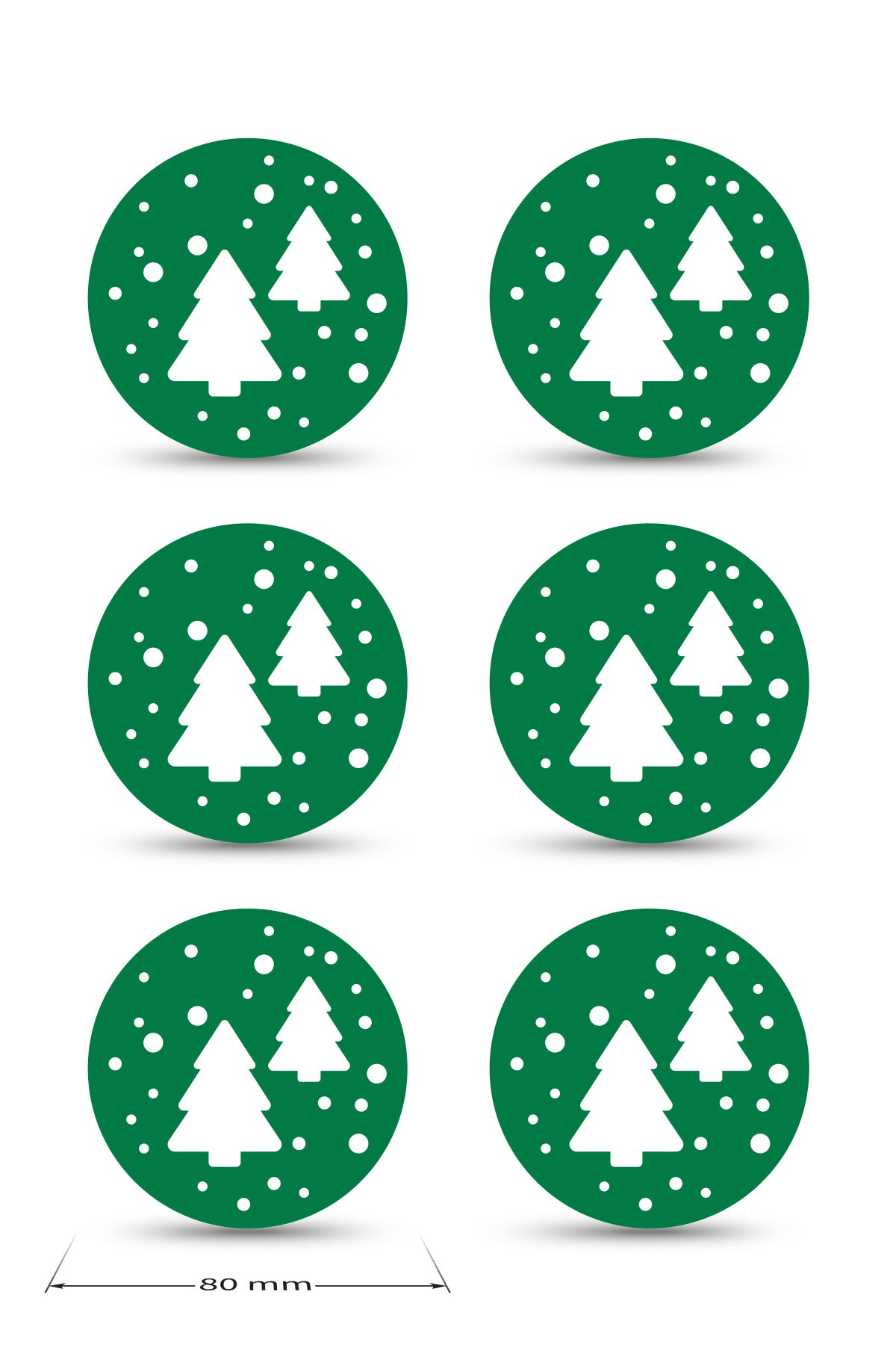 Artikel Yılbaşı Temali -6 Desenli Yeşil Keçe Bardak Altlığı  6'Lı Takım, 