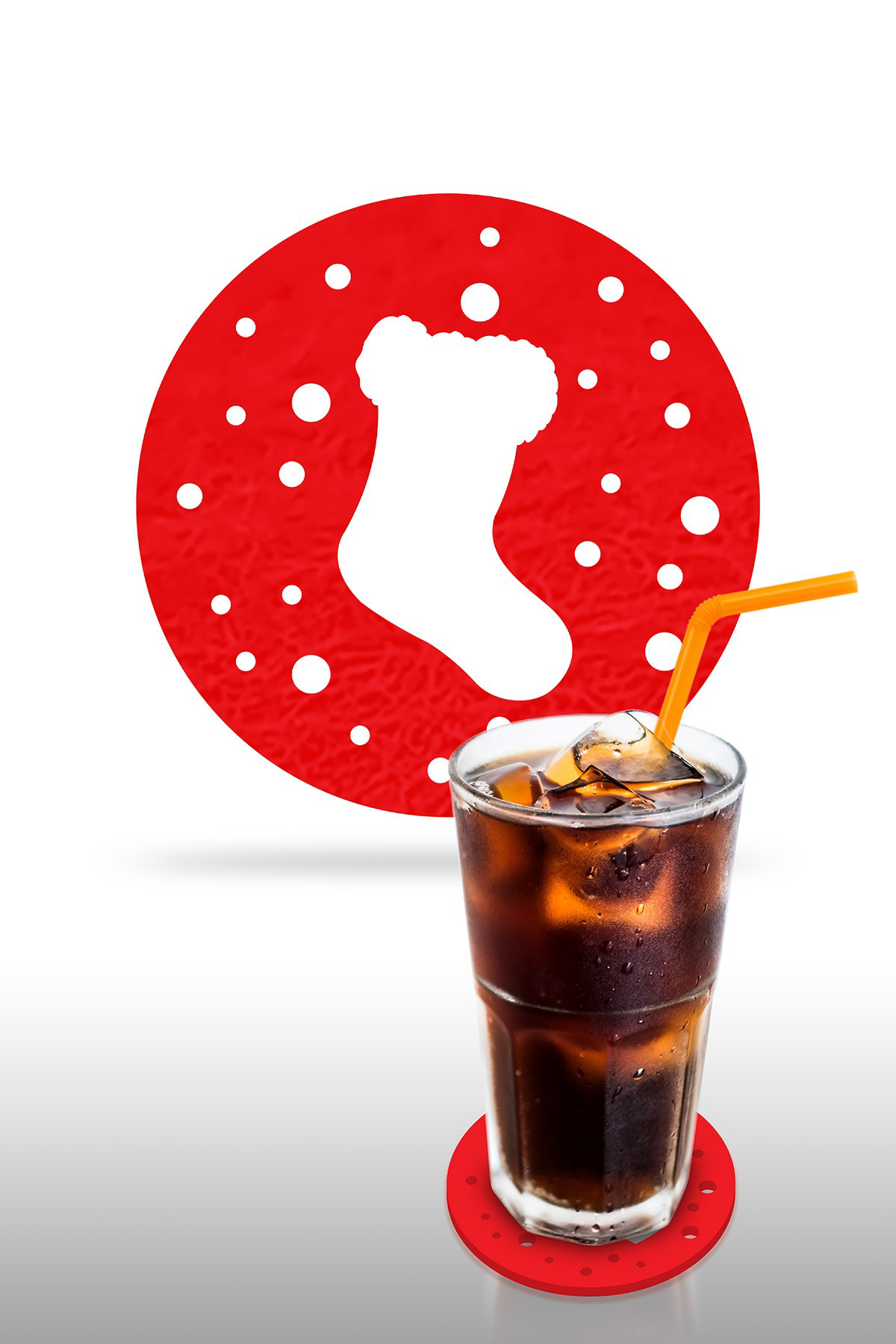 Artikel Yilbaşi Temali -4 Desenli Kirmizi Keçe Bardak Altliği  6'Li Takim