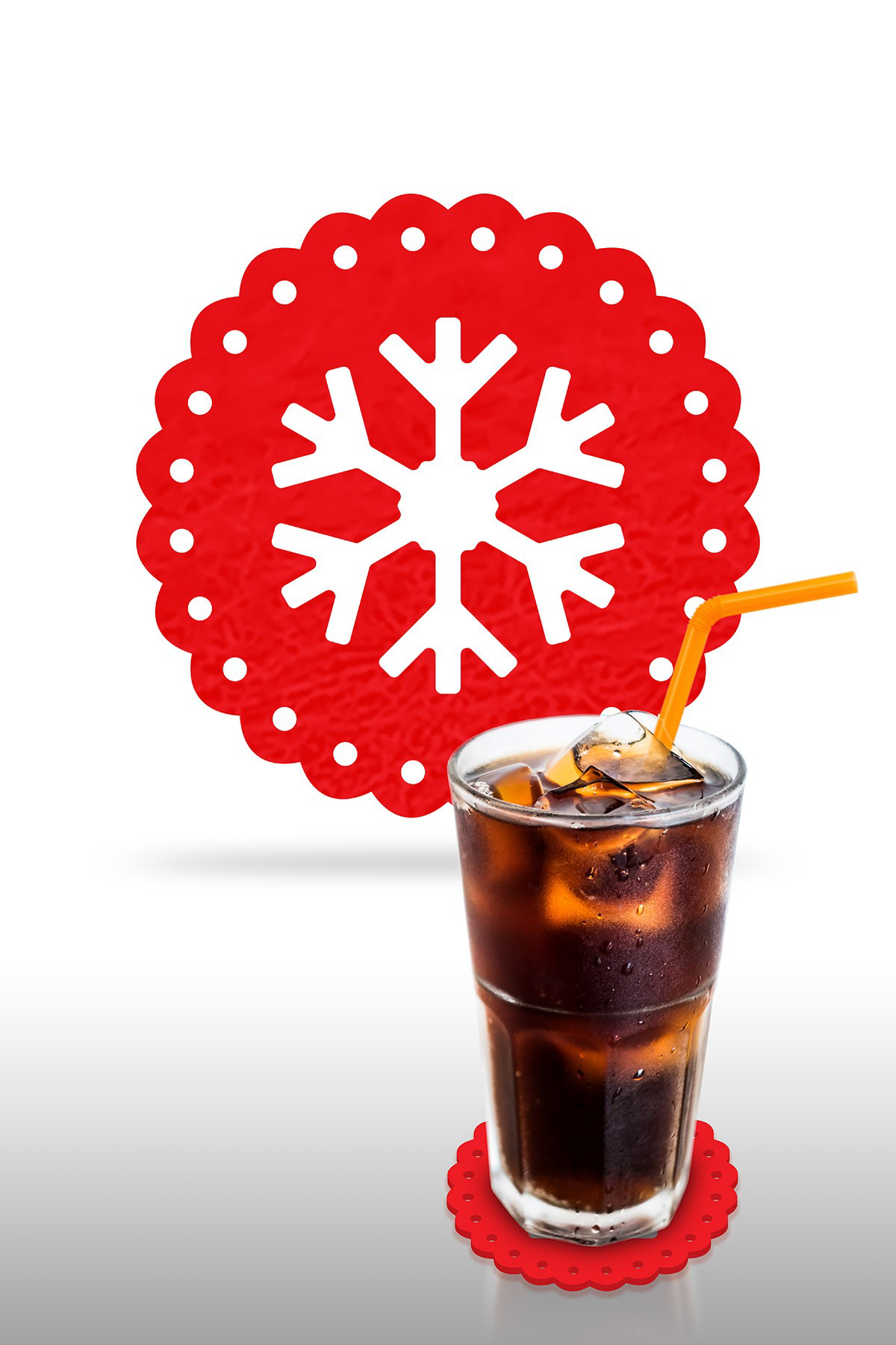 Artikel Yılbaşı Temali -5 Dantel Kenar Desenli Kırmızı Keçe Bardak Altlığ