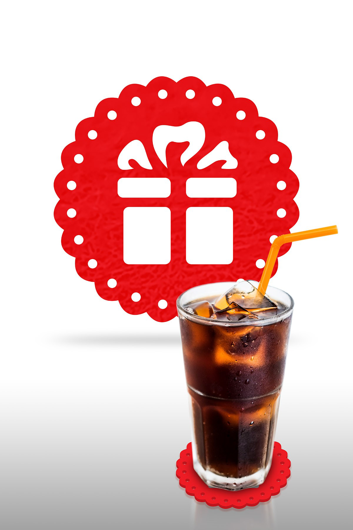 Artikel Yılbaşı Temali -3 Dantel Kenar Desenli Kırmızı Keçe Bardak Altlığ