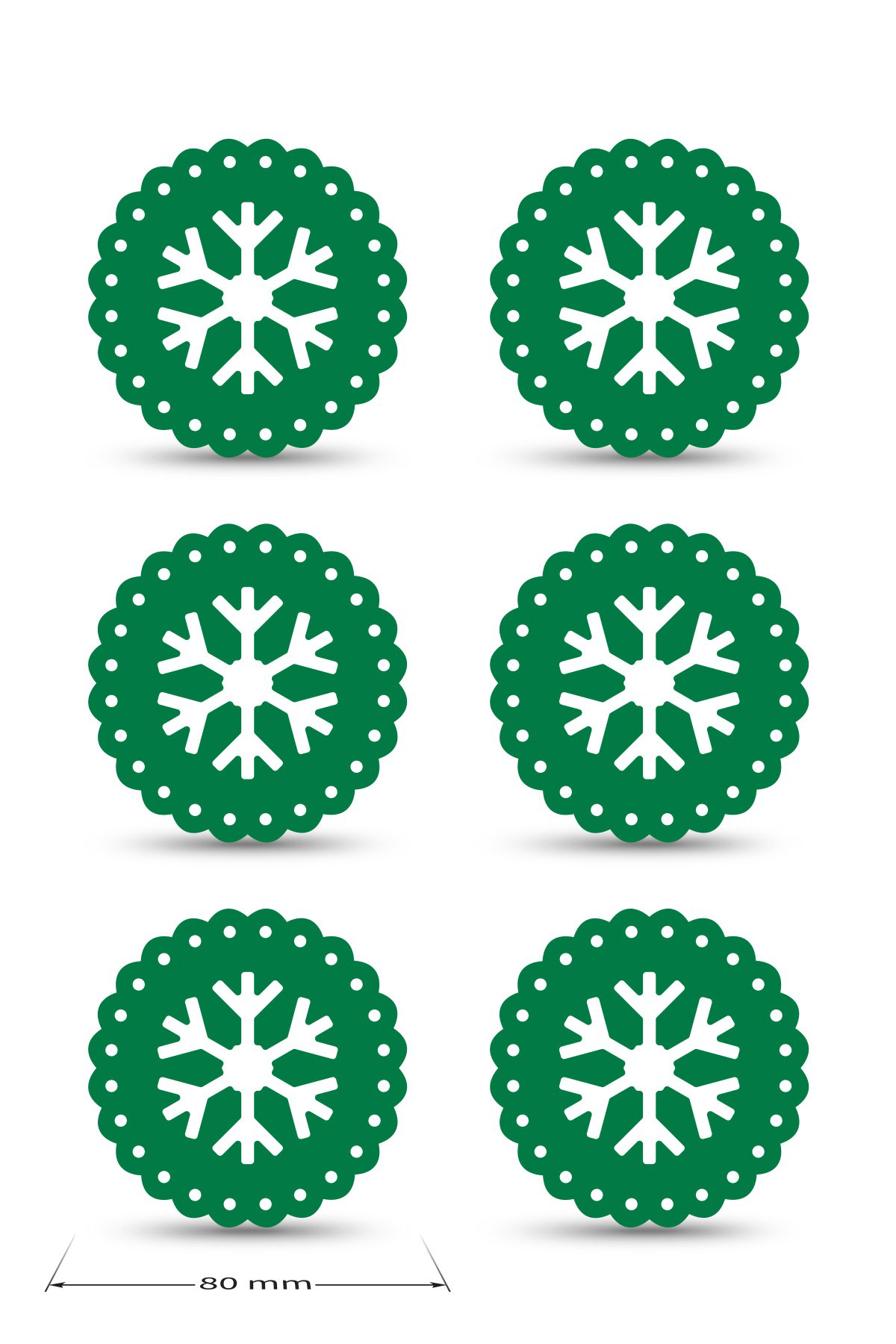 Artikel Yılbaşı Temali -5 Dantel Kenar Desenli Yeşil Keçe Bardak Altlığı 