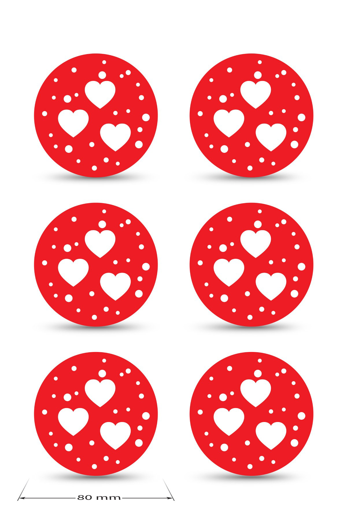 Artikel Yılbaşı Temali -2 Desenli Kırmızı Keçe Bardak Altlığı  6'Lı Takım