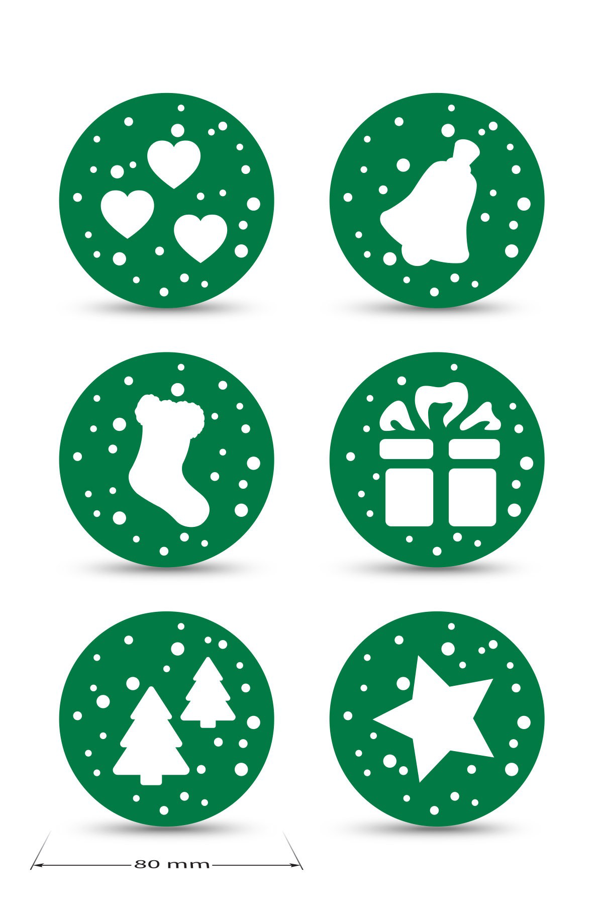 Artikel Yılbaşı Temali -1 Desenli Yeşil Keçe Bardak Altlığı  6'Lı Takım, 