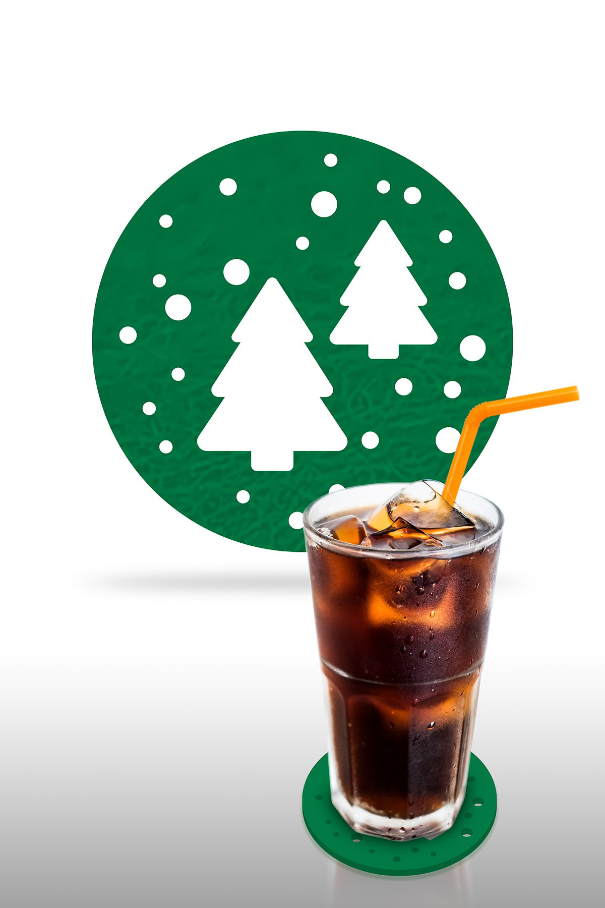 Artikel Yılbaşı Temali -6 Desenli Yeşil Keçe Bardak Altlığı  6'Lı Takım, 