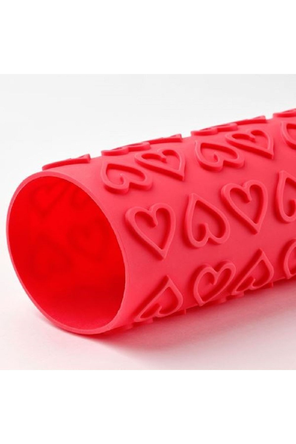 İkea Yilbaşi Temali Kalp Desenli Merdane Kilifi, Kirmizi, 25 Cm