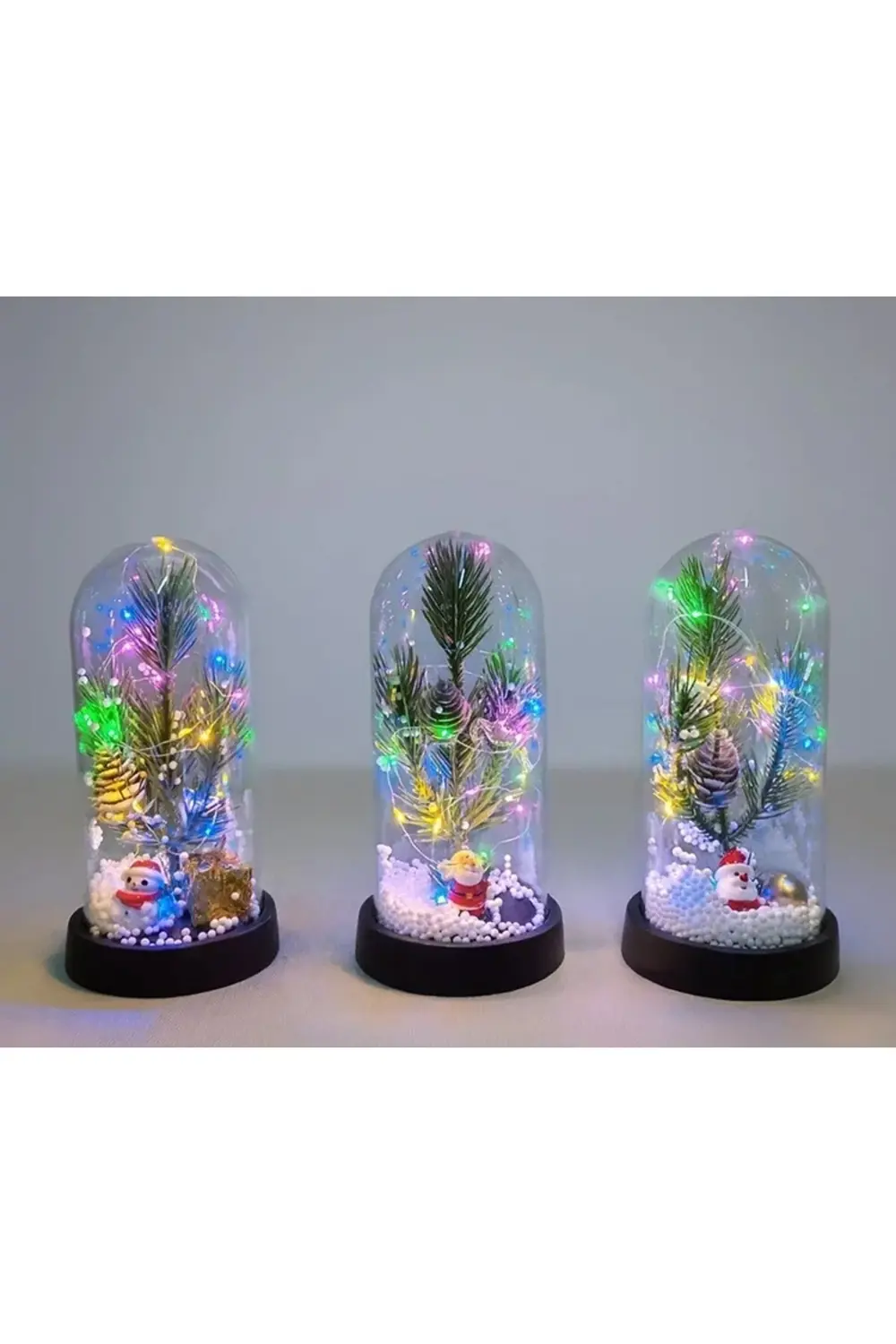 Yılbaşı Temalı Işıklı Dekoratif Cam Fanus Alk5074