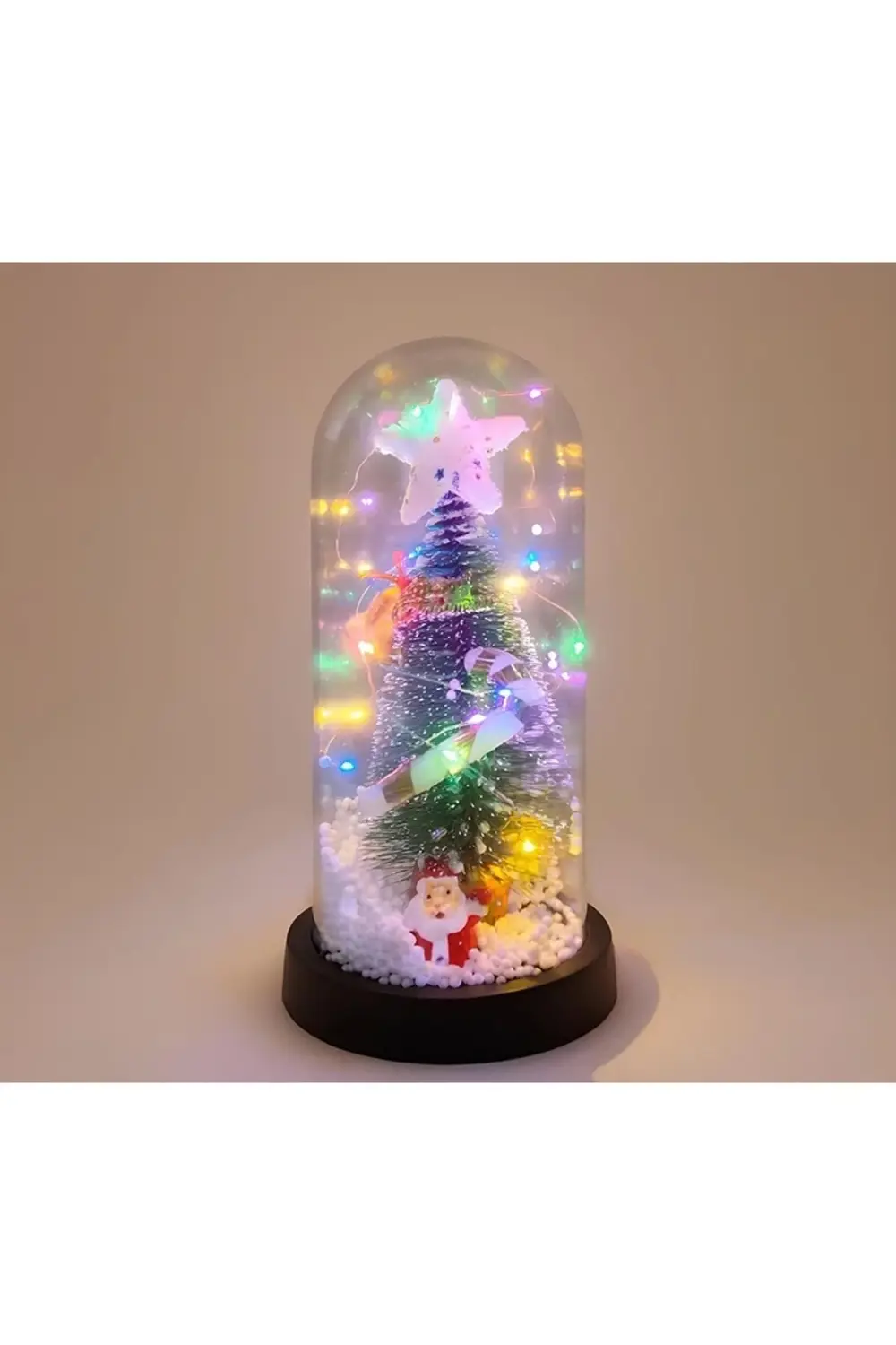 Yılbaşı Temalı Işıklı Dekoratif Cam Fanus Alk5077