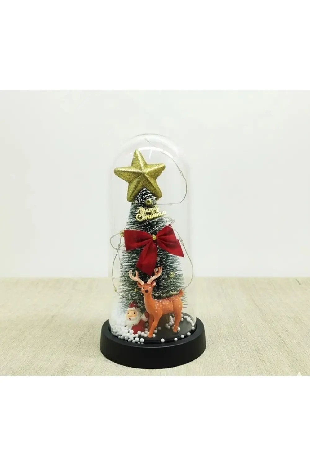 Yılbaşı Temalı Işıklı Dekoratif Cam Fanus Alk5080