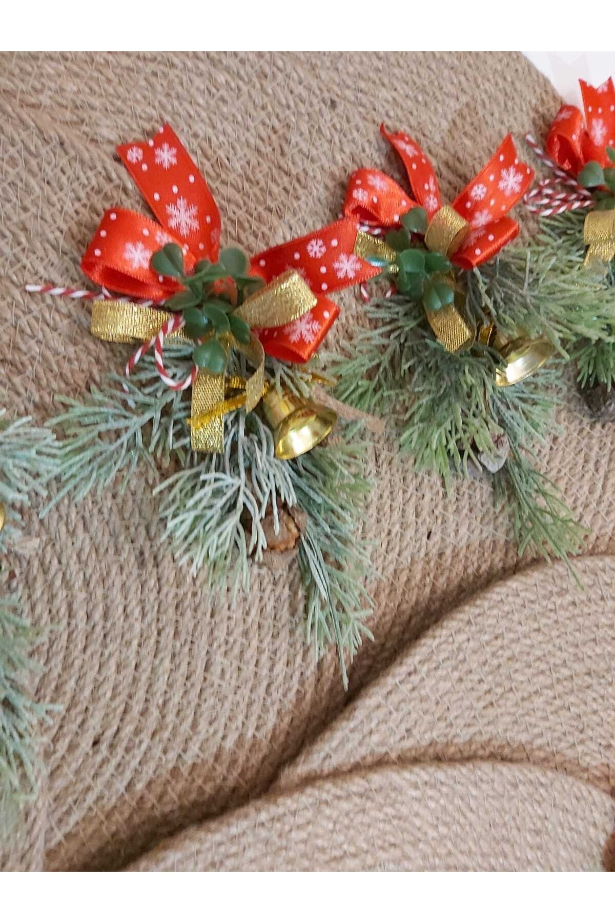 Elif Aksesuar Yılbaşı Temalı Jüt İpi Amerikan Servisi 6 Lı