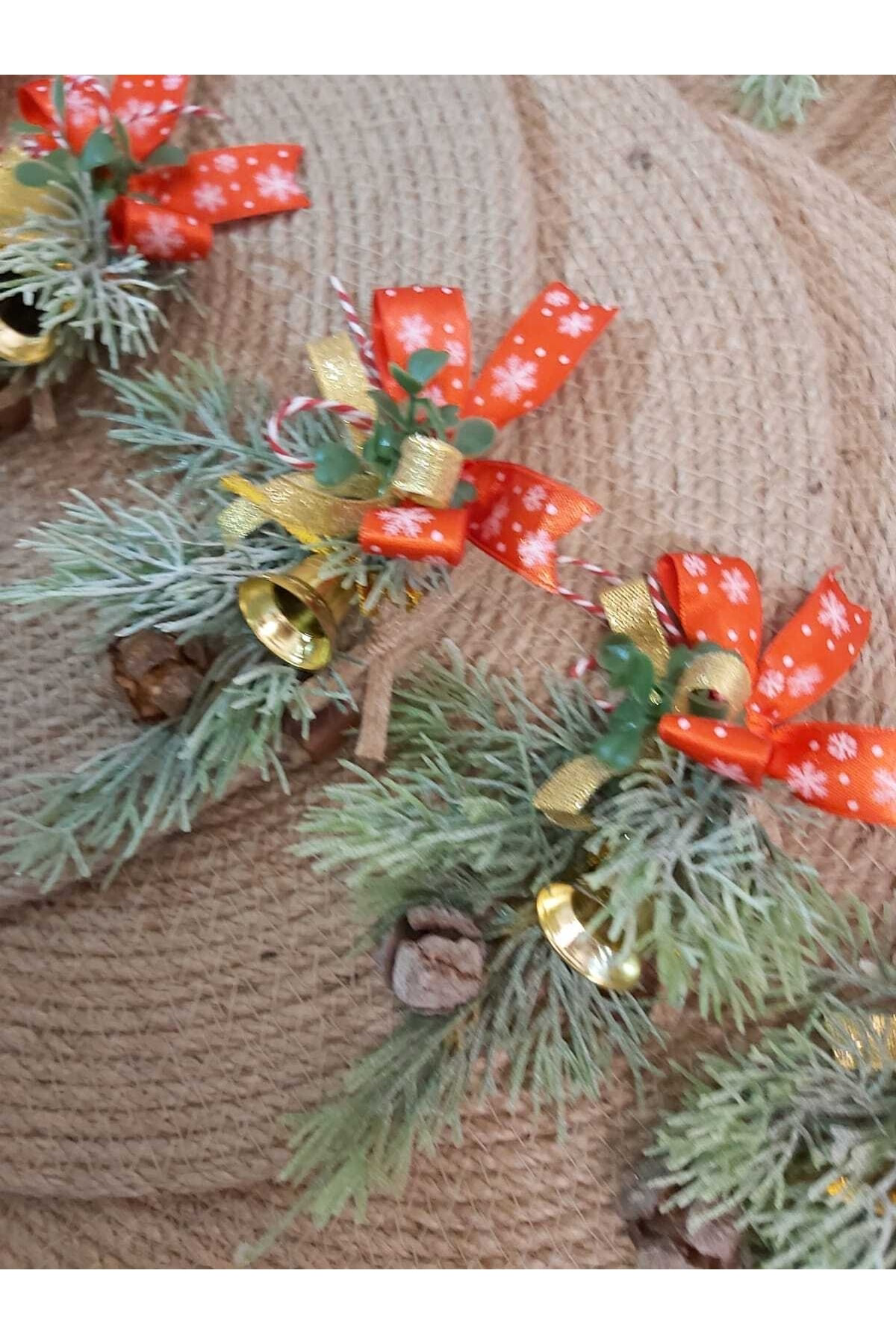 Elif Aksesuar Yılbaşı Temalı Jüt İpi Amerikan Servisi 6 Lı