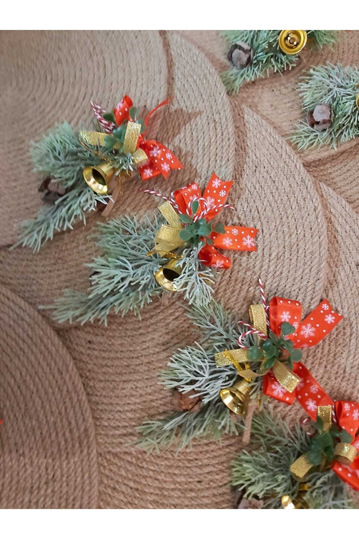 Elif Aksesuar Yılbaşı Temalı Jüt İpi Amerikan Servisi 6 Lı