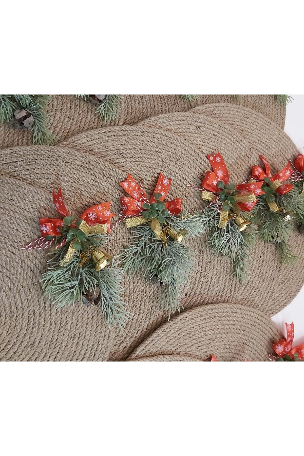 Elif Aksesuar Yılbaşı Temalı Jüt İpi Amerikan Servisi 6 Lı