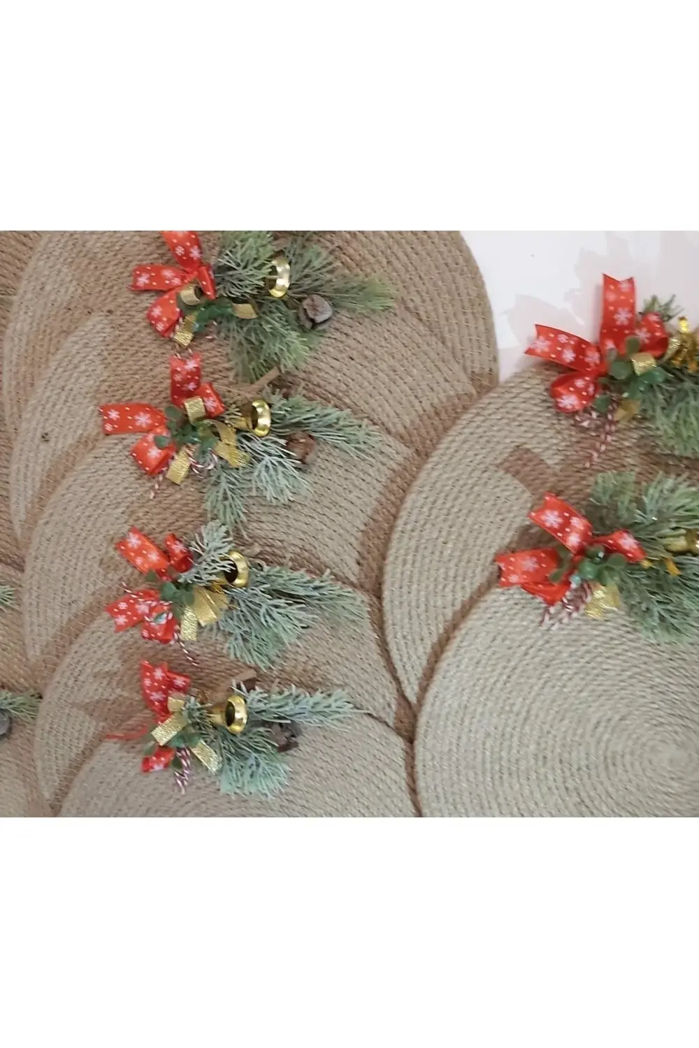 Yılbaşı Temalı Jüt Ipi Amerikan Servisi 6 Lı