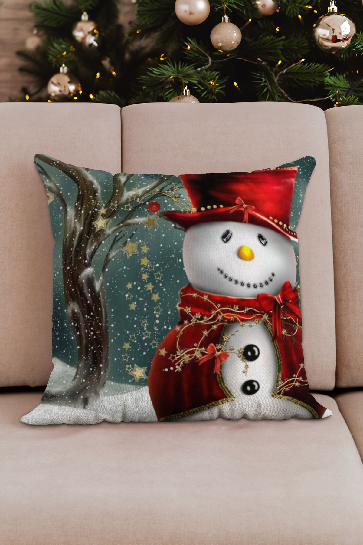 Yılbaşı Temalı Kırmızı Elbiseli Kardan Adam Merry Christmas Hediy