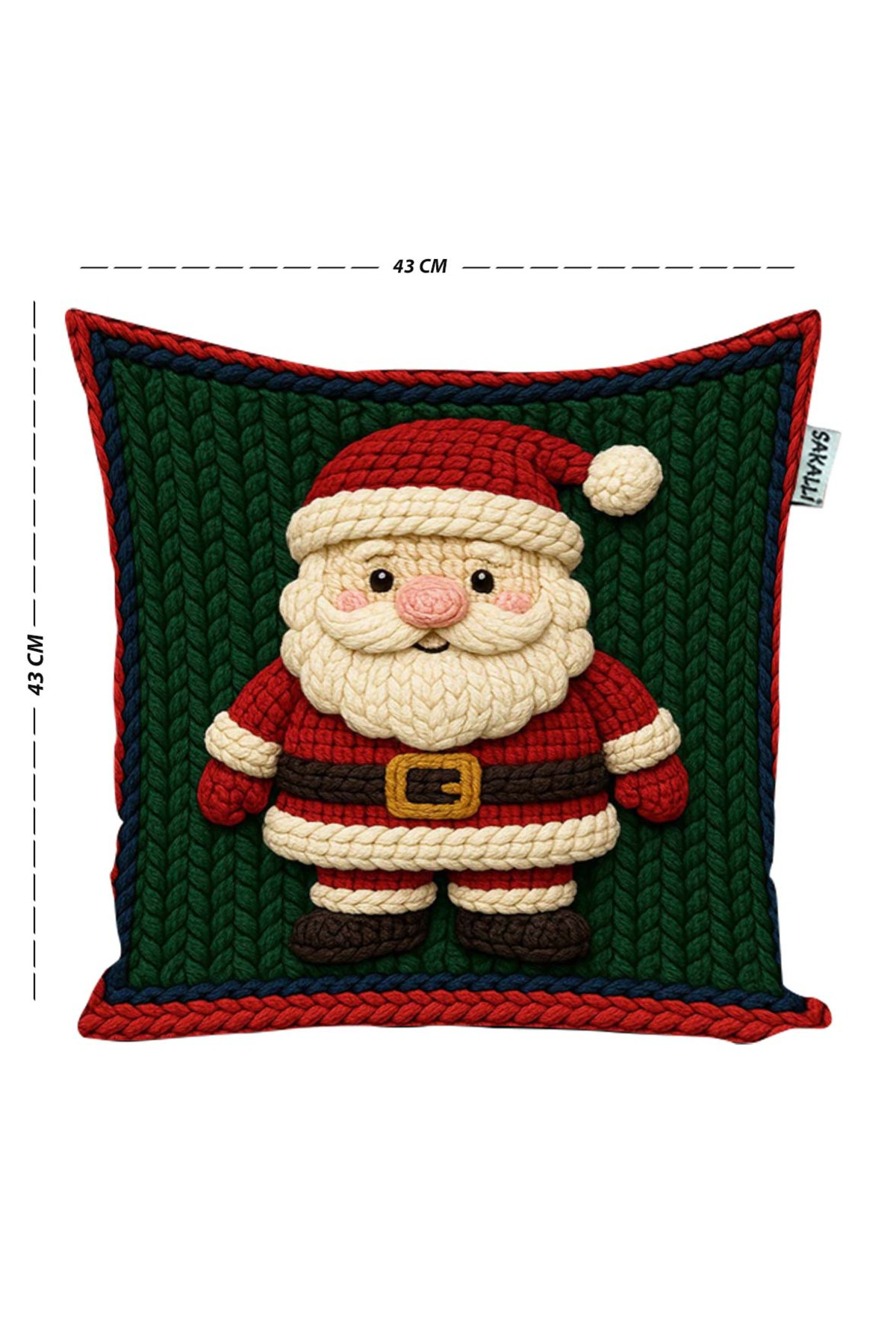 Yılbaşı Temalı Punch Nakış Görünümlü Kırmızı Yeşil Noel Baba Dese