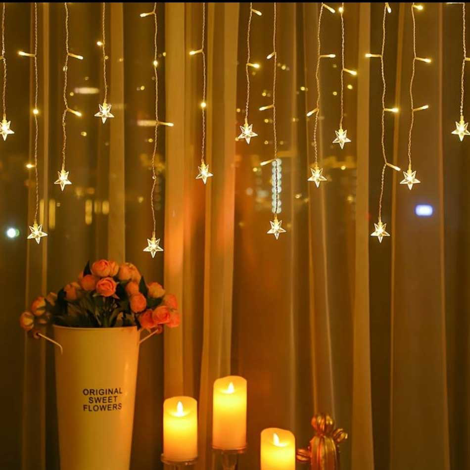 Evimdeyokyok Yildiz 4 M 96 Led 19 Saçak 40-50-60 Cm Gün İşiği Mzxx3-4 Tdrtr