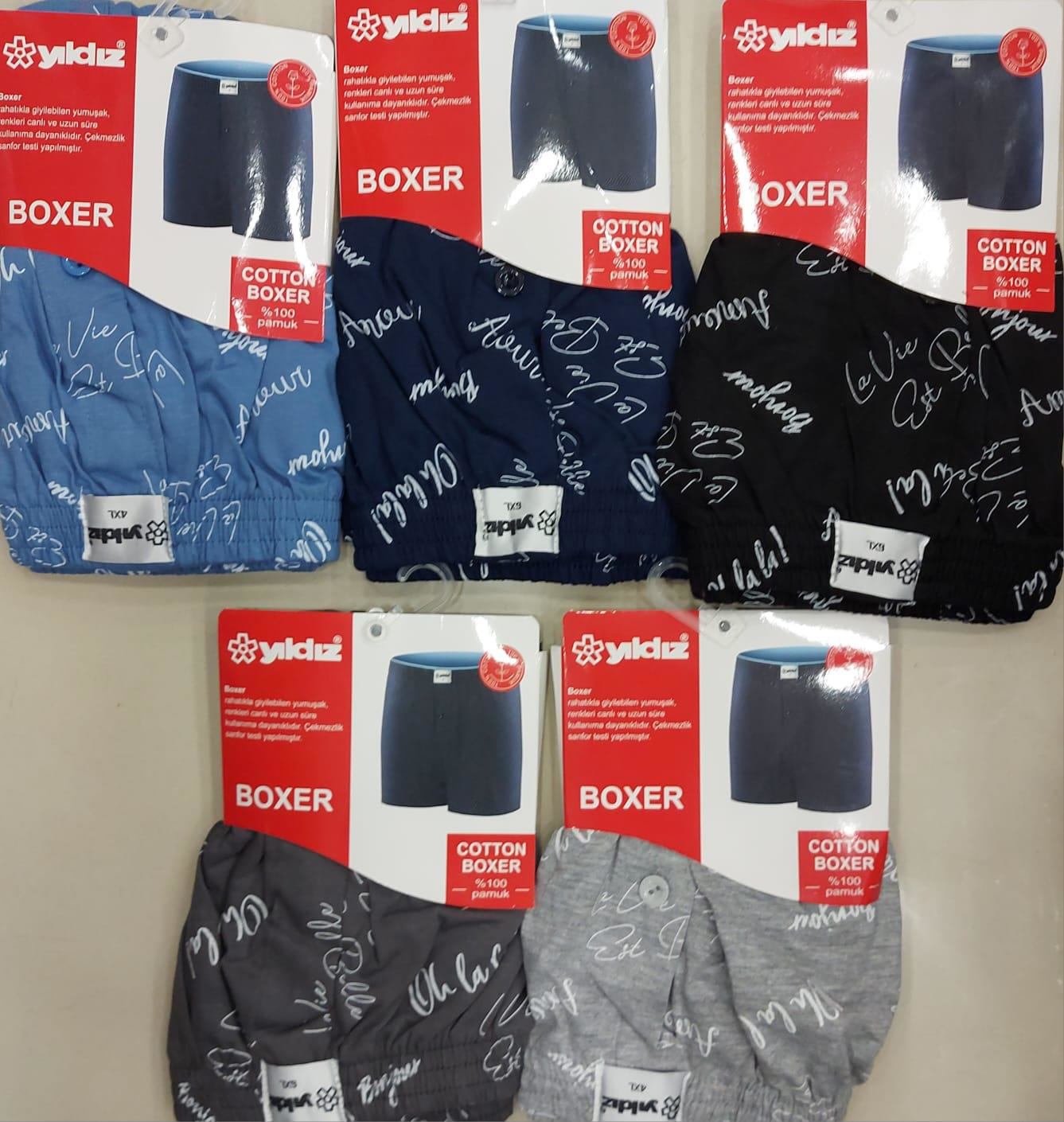 YILDIZ 48 ERKEK KARIŞIK DESENLİ BATTAL BOXER 3 ADET YILDIZ 48 ERKEK KARIŞIK DESENLİ BATTAL BOXER 3 ADET