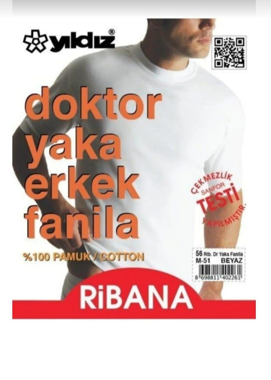 YILDIZ 56 ERKEK RİBANA KISA KOL DOKTOR YAKA ATLET FANİLA 10 ADET YILDIZ 56 ERKEK RİBANA KISA KOL DOKTOR YAKA ATLET FANİLA 10 ADET