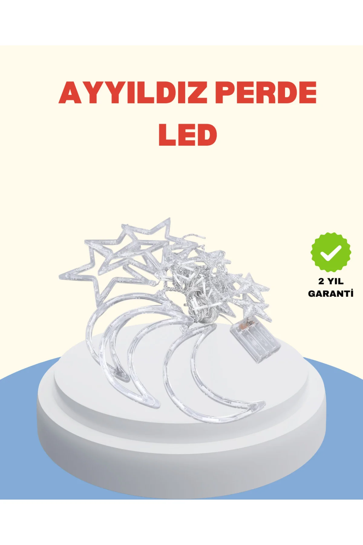Yıldız Ay Tasarımlı Prizli Perde Led Işık İç Mekan Dekoru