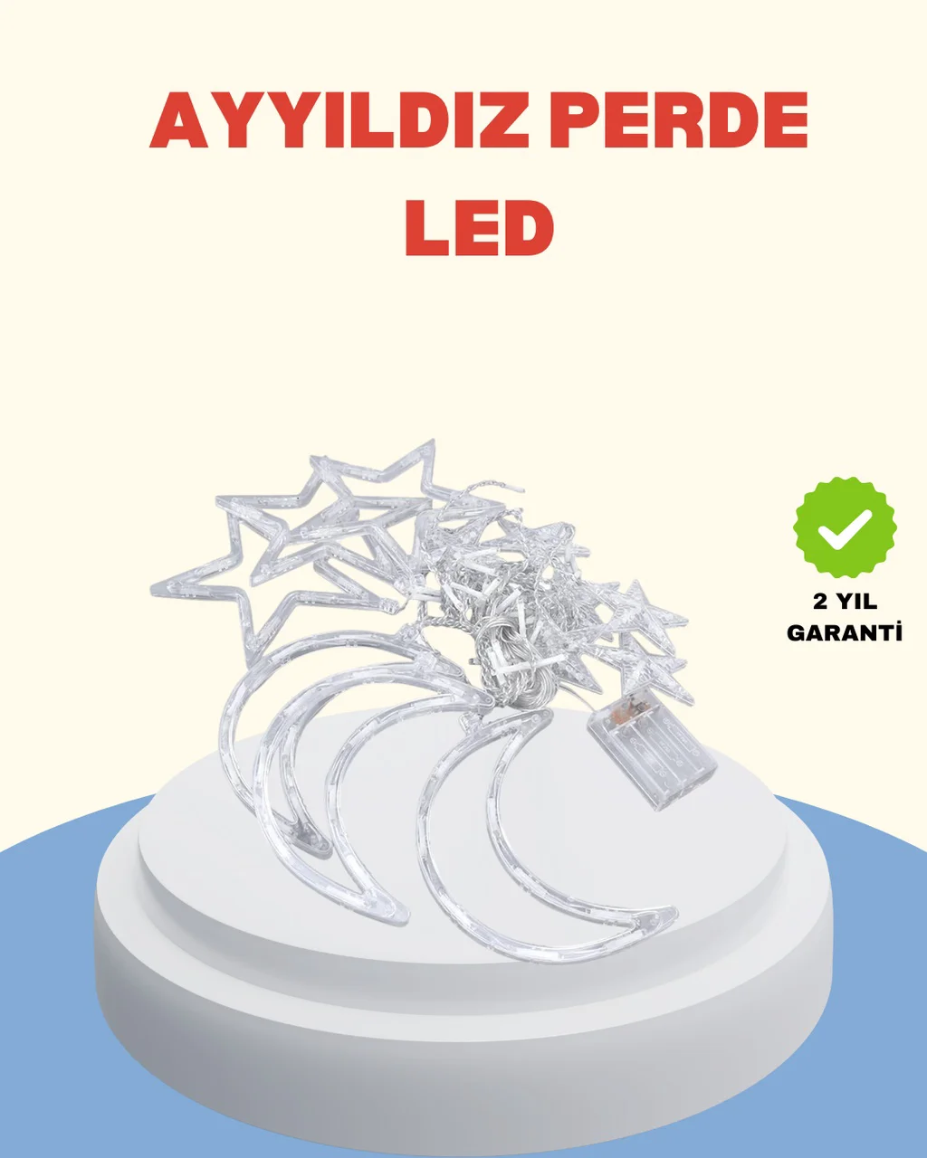Yıldız Ay Tasarımlı Prizli Perde Led Işık İç Mekan Dekoru - Lisinya Diğer