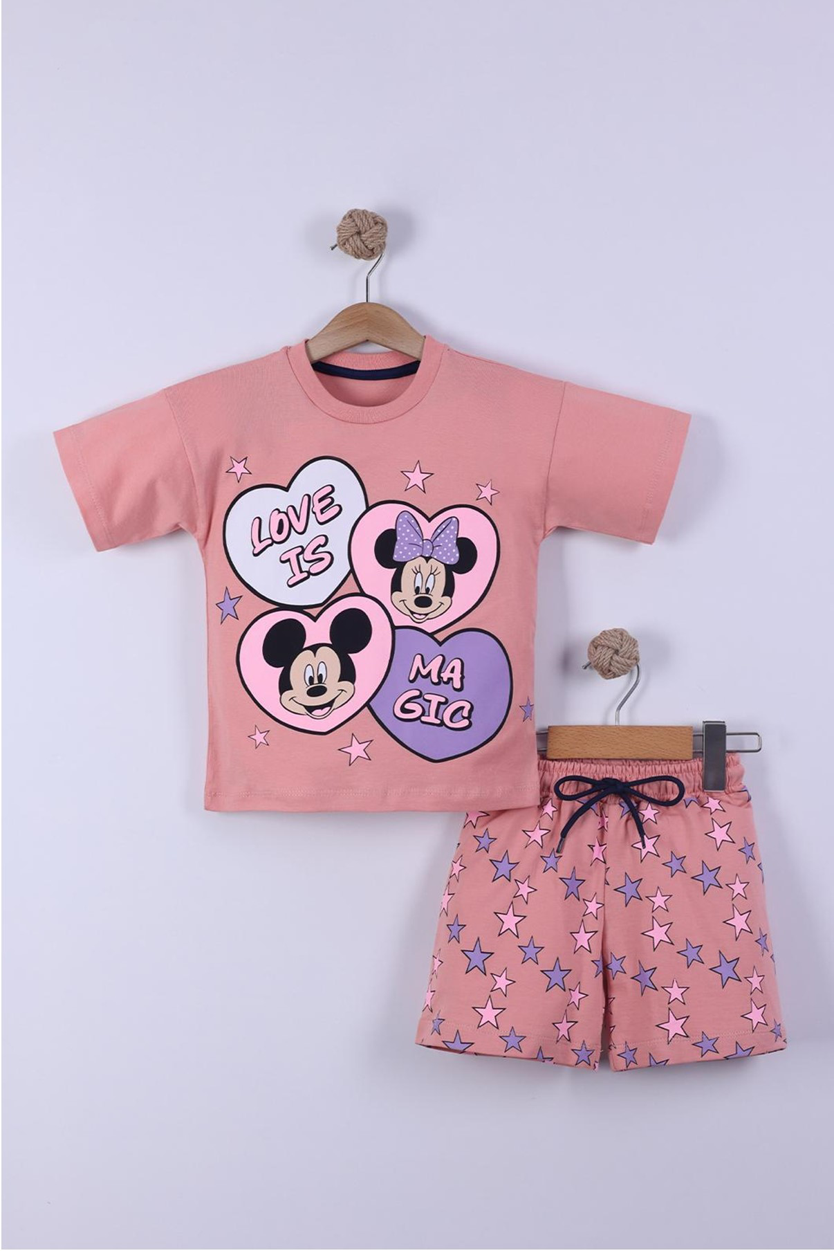 Yıldız Baskılı Kız Çocuk T-Shirt Şort Takım 3/6 yaş