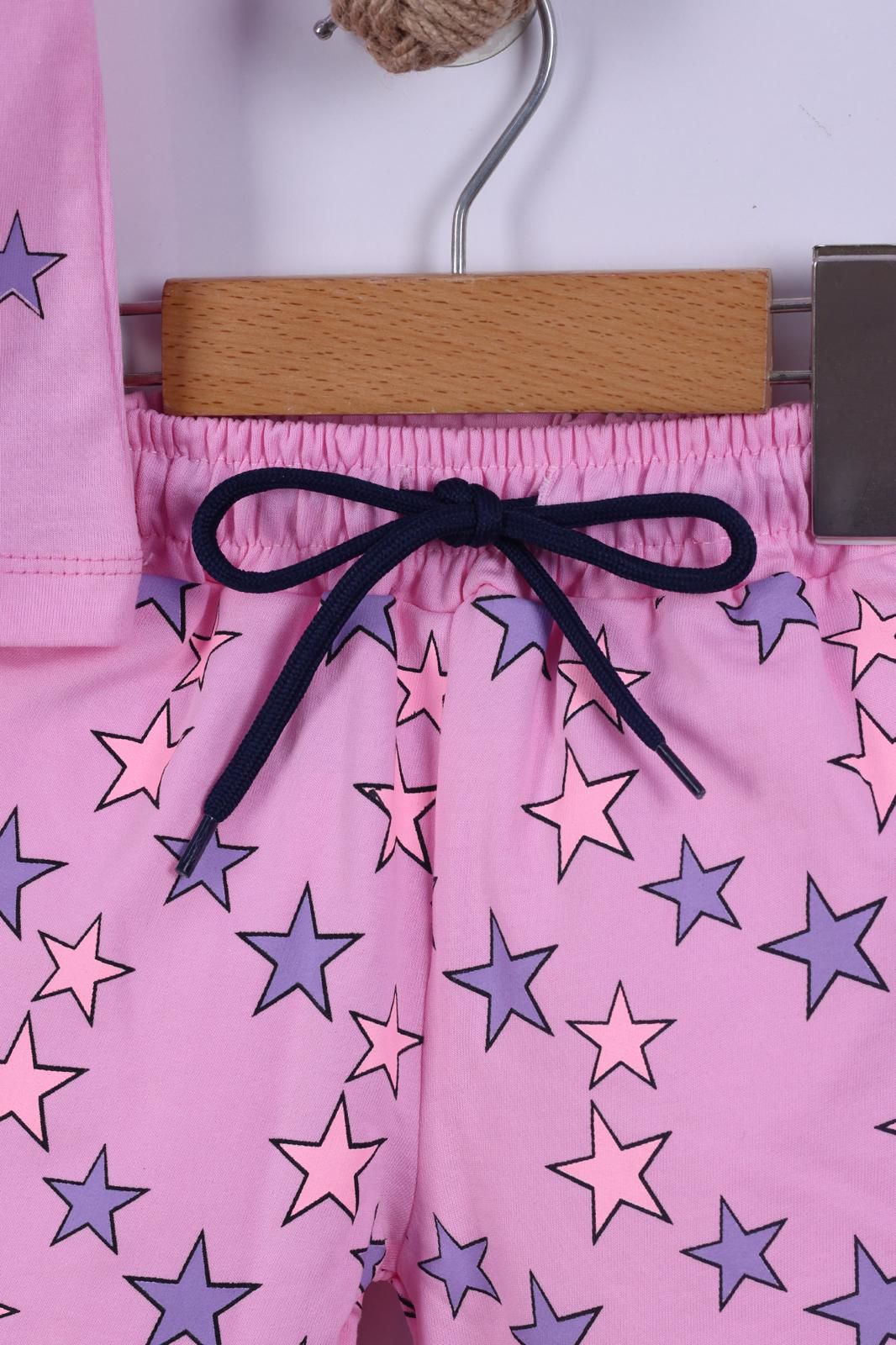 Yıldız Baskılı Kız Çocuk T-Shirt Şort Takım 3/6 yaş