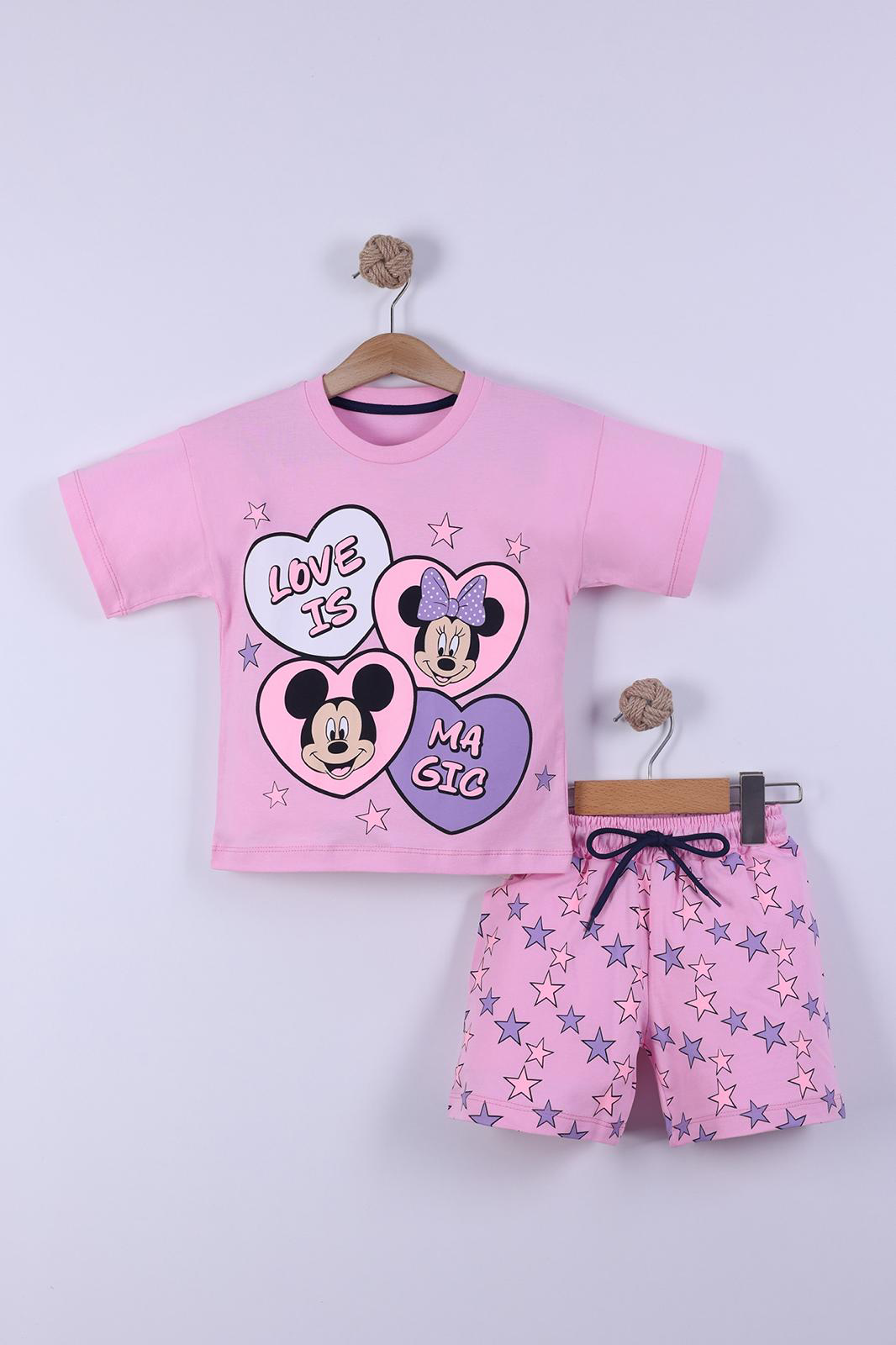 Yıldız Baskılı Kız Çocuk T-Shirt Şort Takım 3/6 yaş
