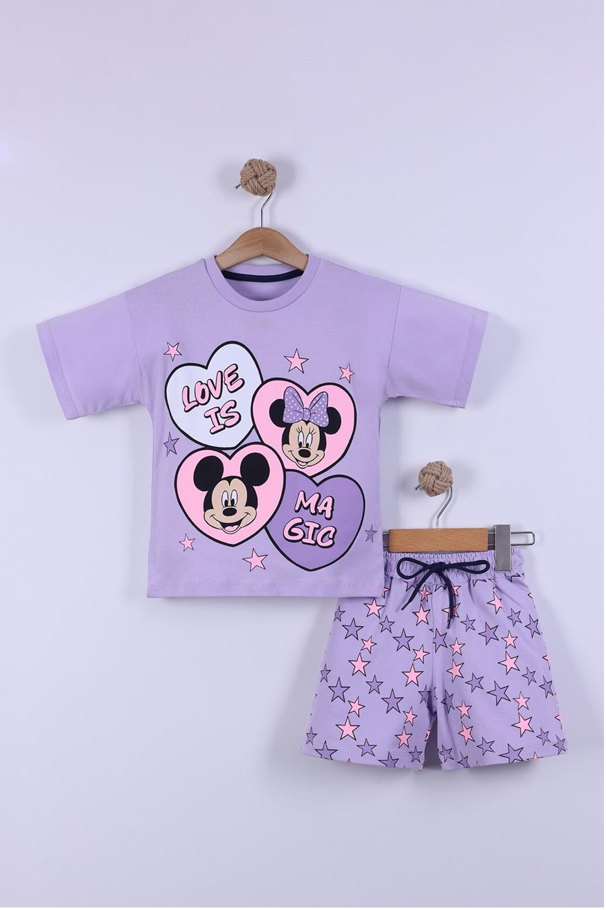 Yıldız Baskılı Kız Çocuk T-Shirt Şort Takım 3/6 yaş
